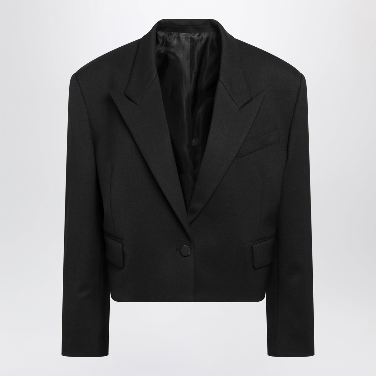 The Attico Black Cropped Blazer In Wool-Blend Gabardine Women THE ATTICO