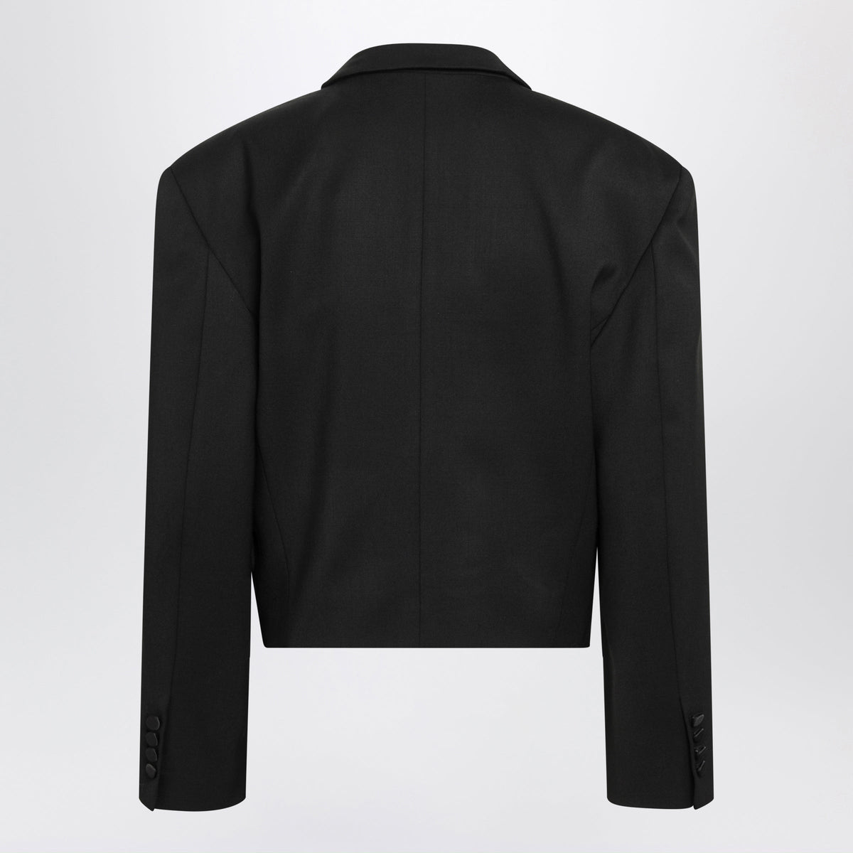 The Attico Black Cropped Blazer In Wool-Blend Gabardine Women THE ATTICO