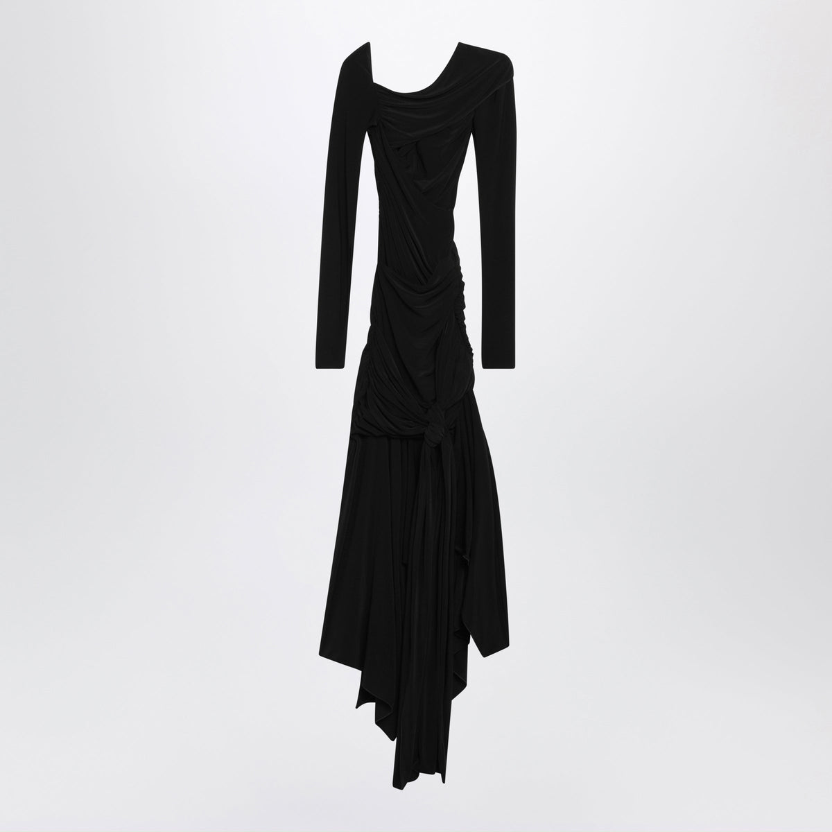 The Attico Black Draped Cut-Out Midi Dress Women THE ATTICO