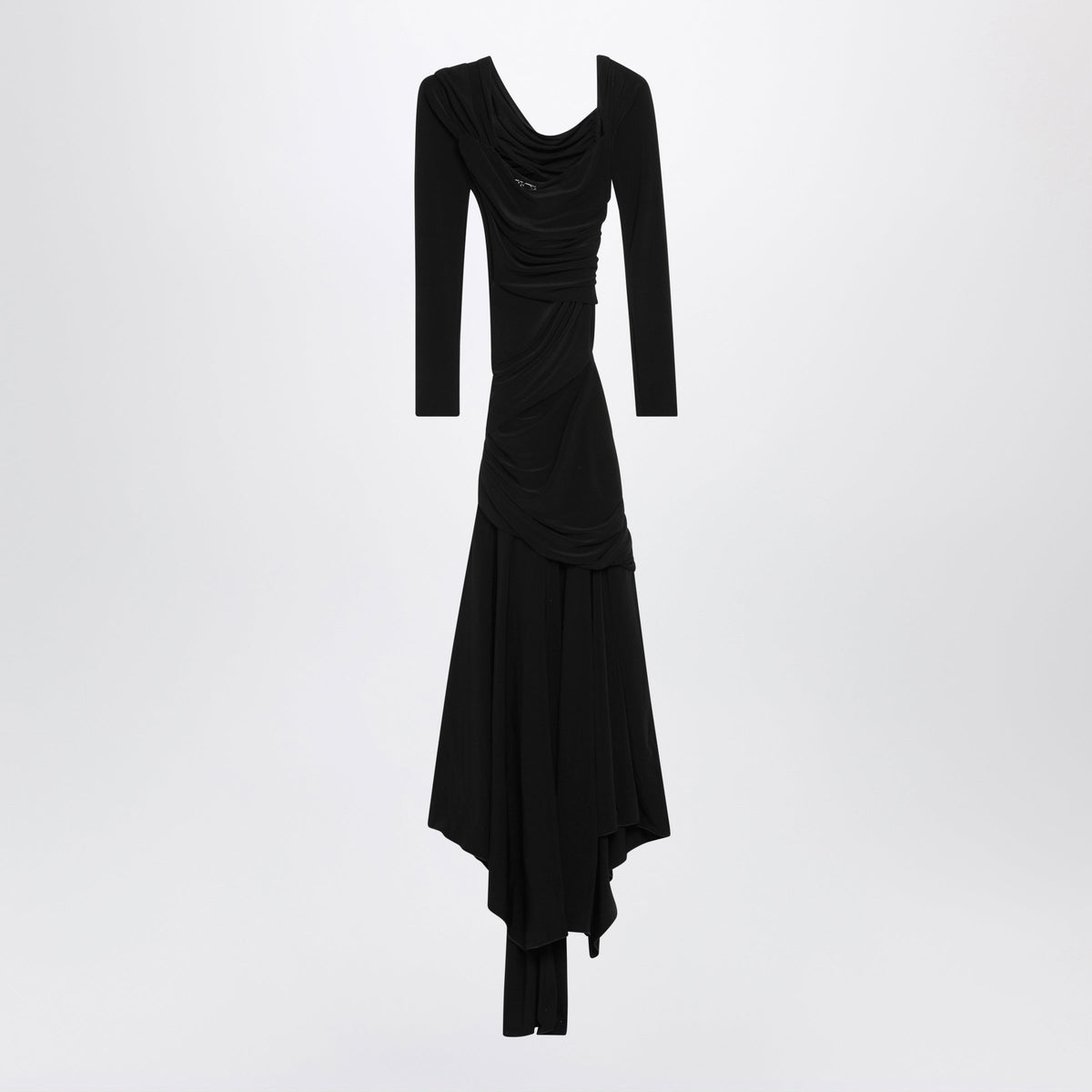 The Attico Black Draped Cut-Out Midi Dress Women THE ATTICO