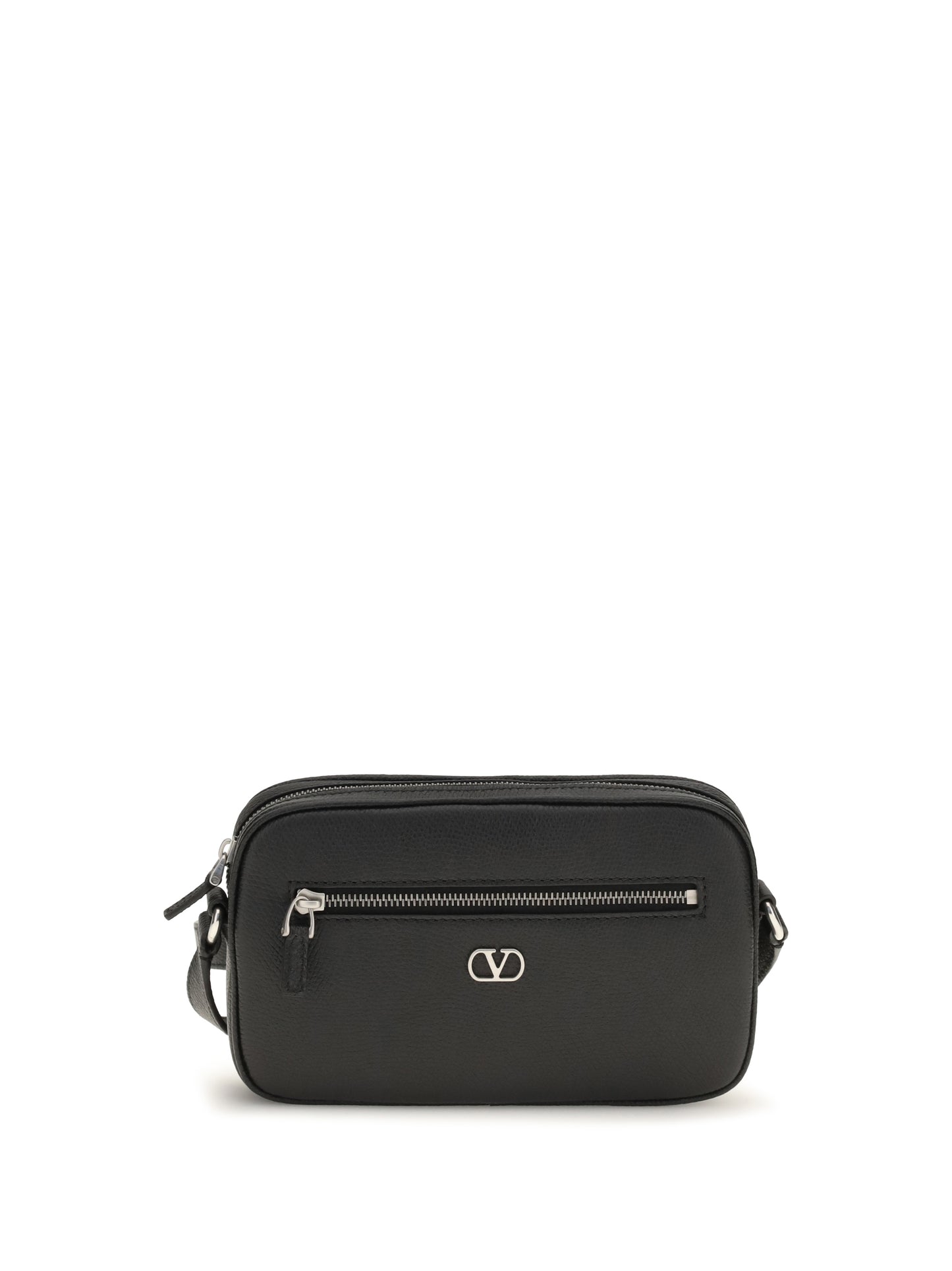 Valentino Garavani Men Grained Leather Crossbody Bag With Zip VALENTINO GARAVANI