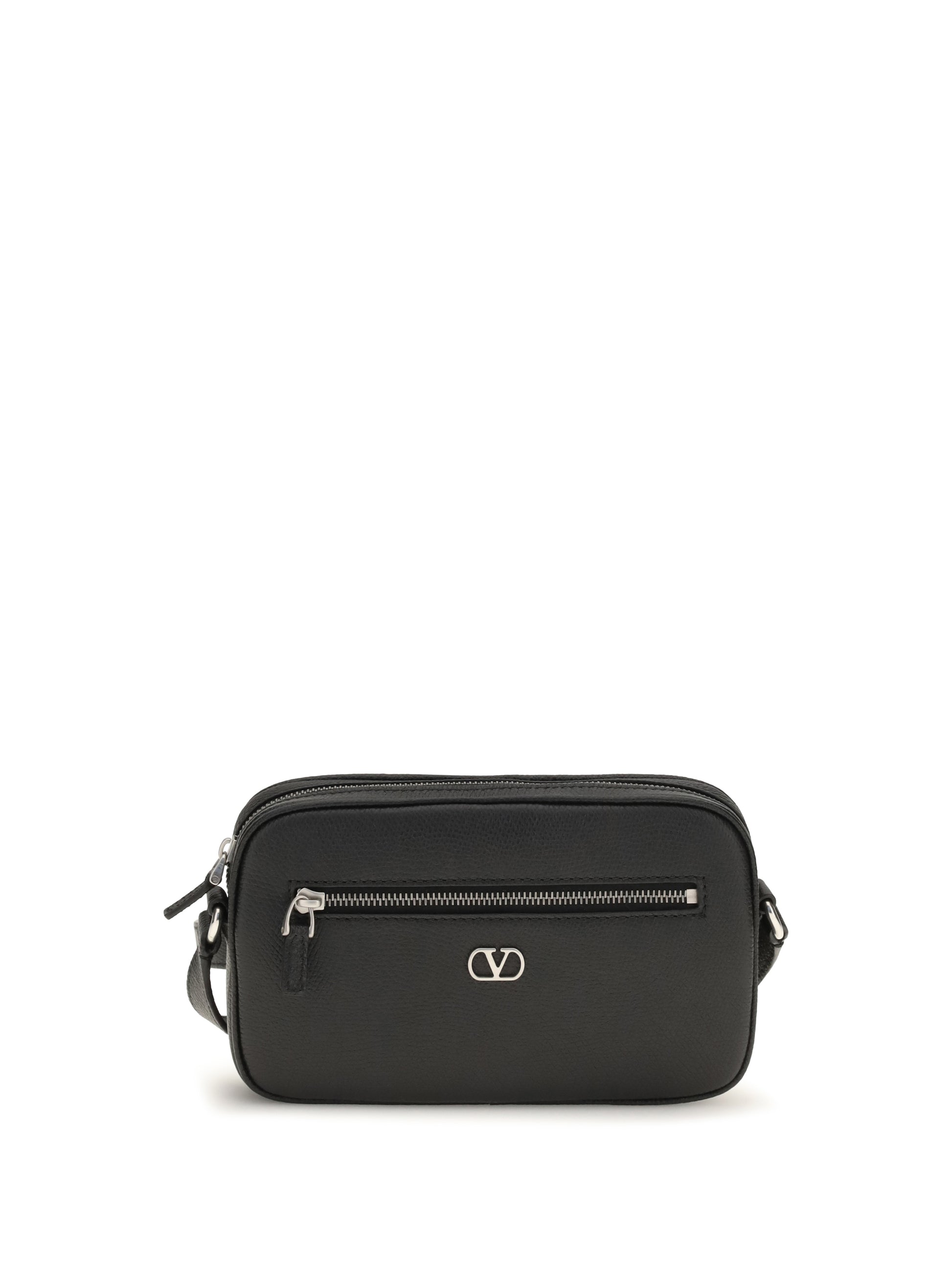 Valentino Garavani Men Grained Leather Crossbody Bag With Zip VALENTINO GARAVANI