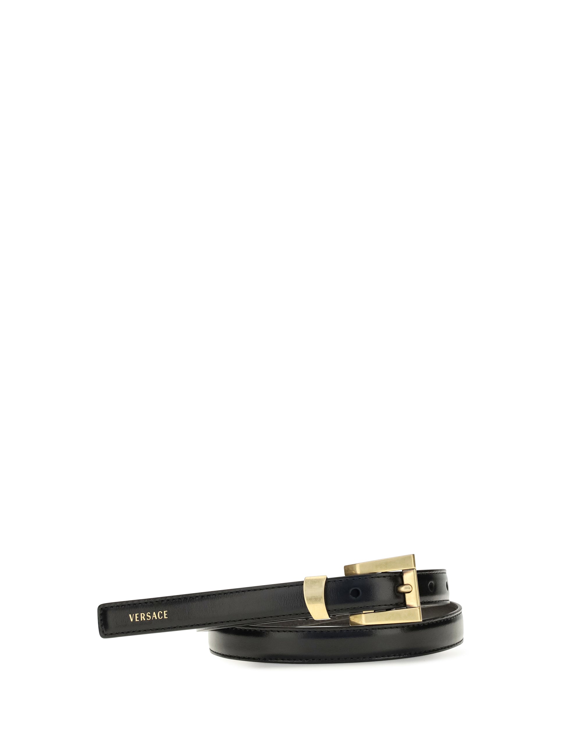 Versace Women Glossy Leather Logo Print Belt VERSACE