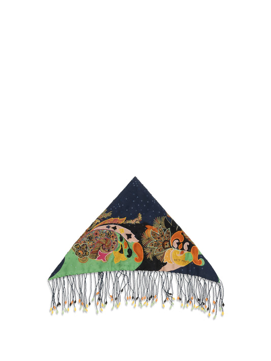 Etro Women Scarf In Pure Silk With Fringes And Beaded ETRO