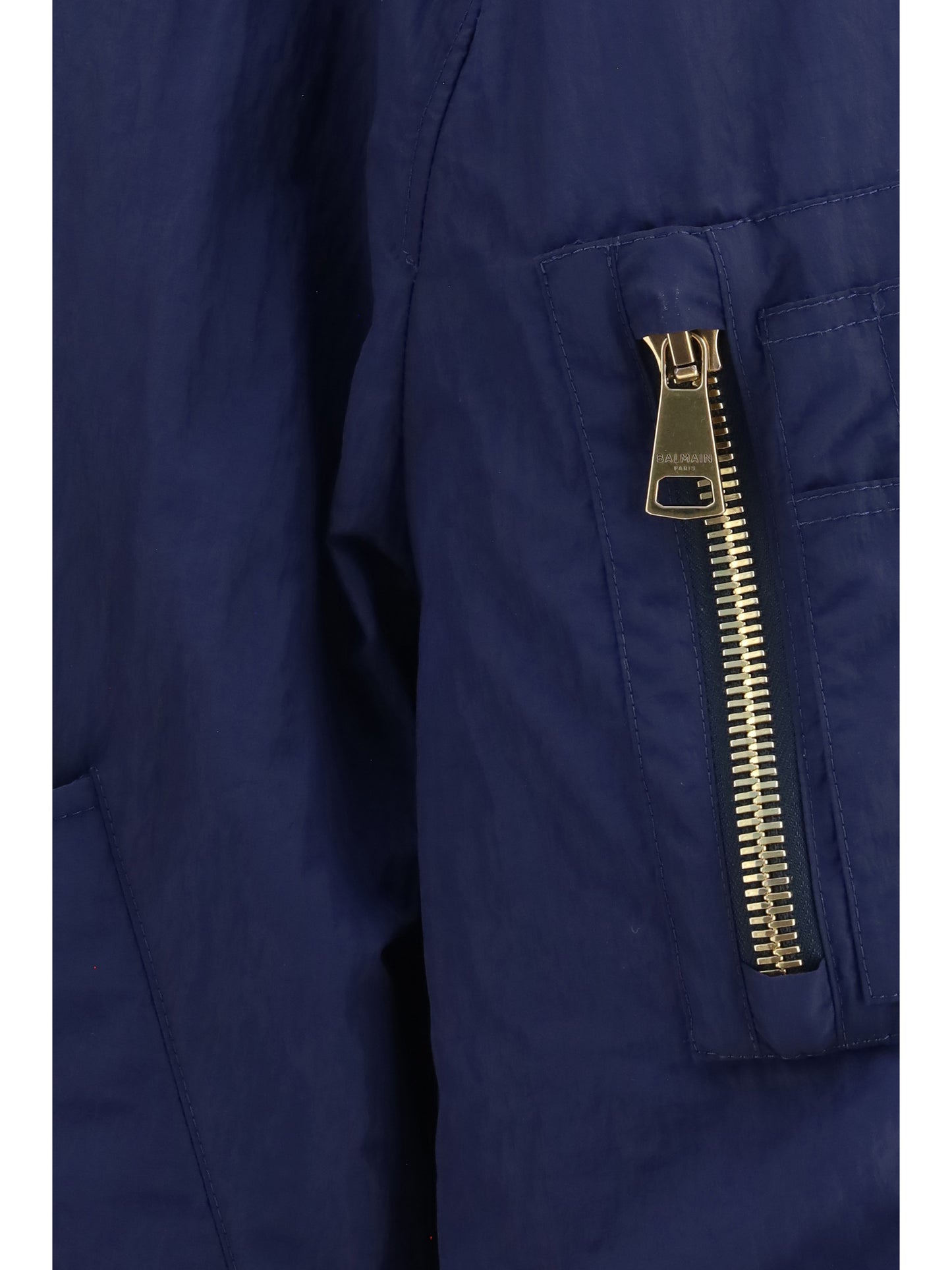 Balmain Men Nylon Bomber Jacket With Embroidered Back Logo BALMAIN
