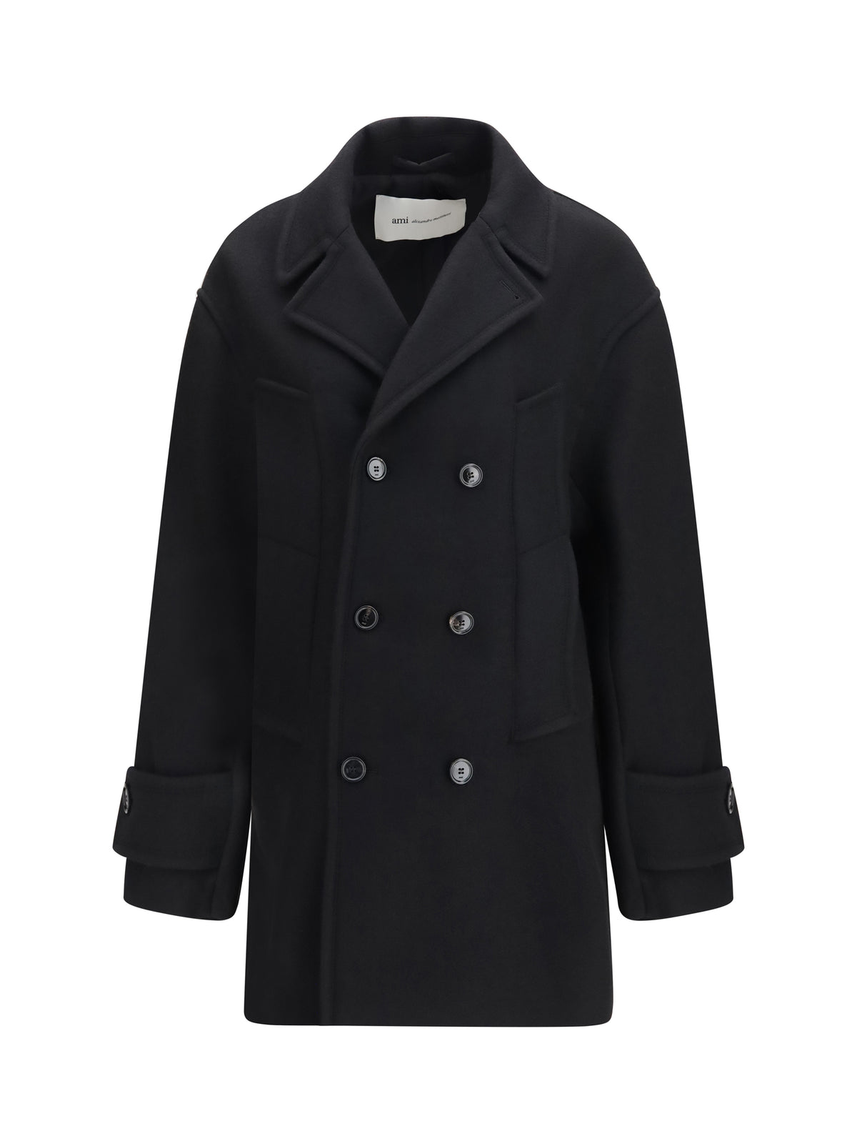 Ami Paris Women Virgin Wool Short Caban Coat AMI PARIS