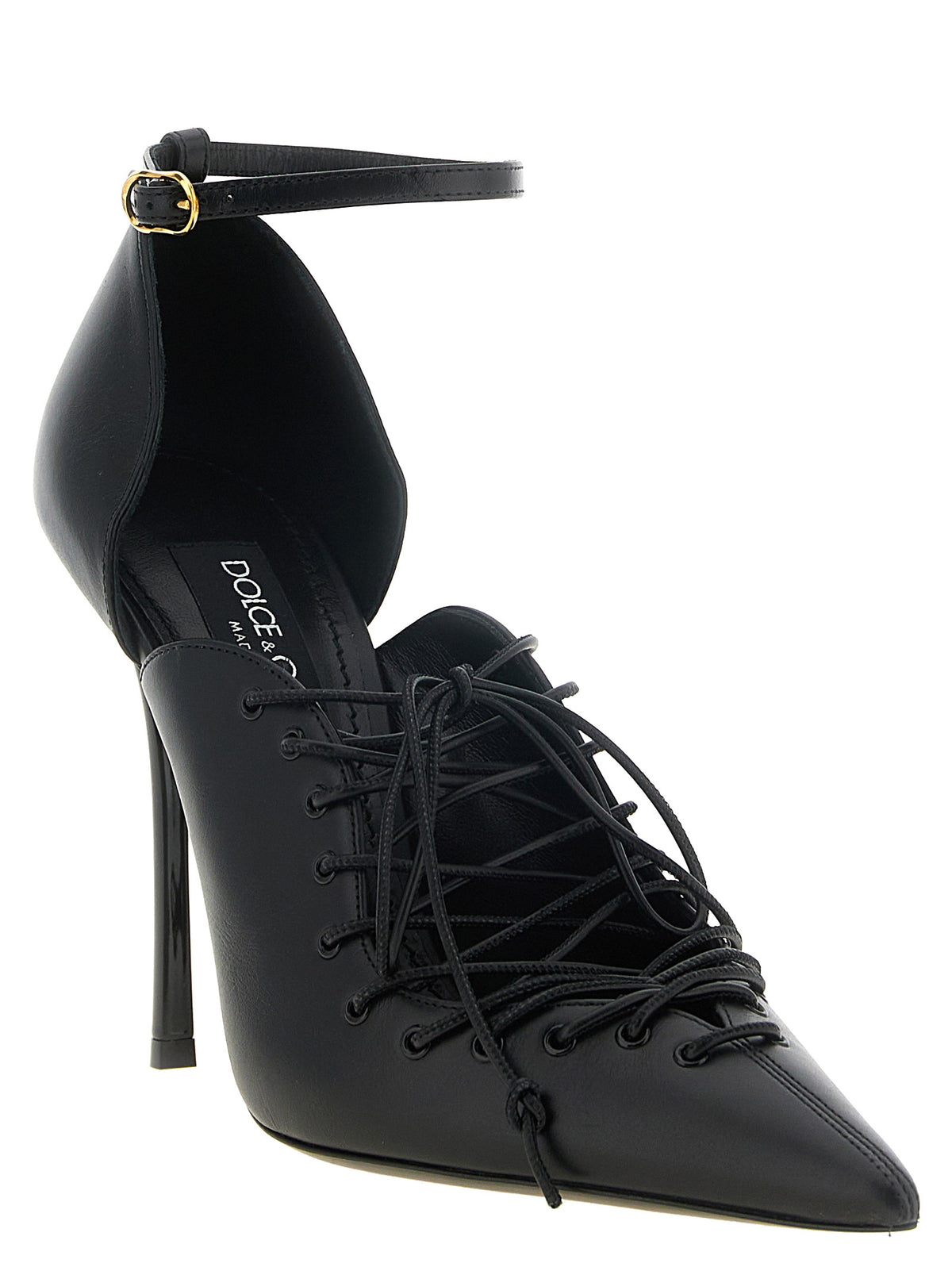 Dolce&Gabbana Women Leather Pumps With Lace-Up DOLCE & GABBANA