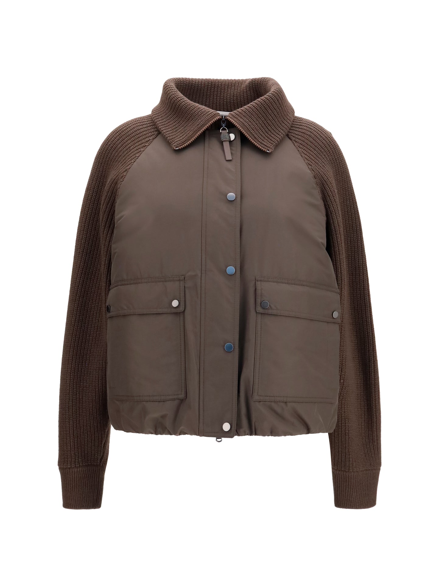 Brunello Cucinelli Women Down Jacket With Wool Sleeves BRUNELLO CUCINELLI