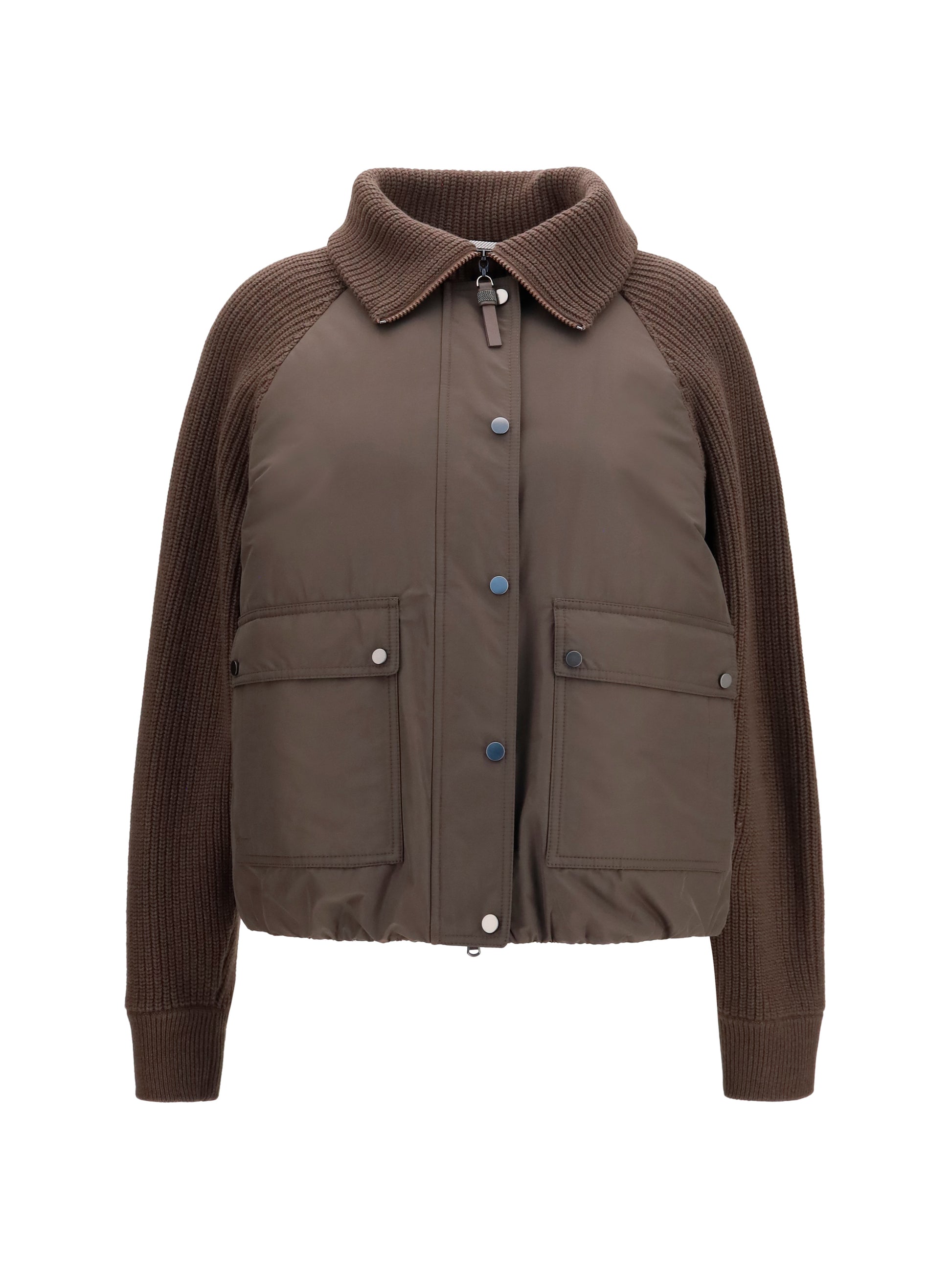 Brunello Cucinelli Women Down Jacket With Wool Sleeves BRUNELLO CUCINELLI