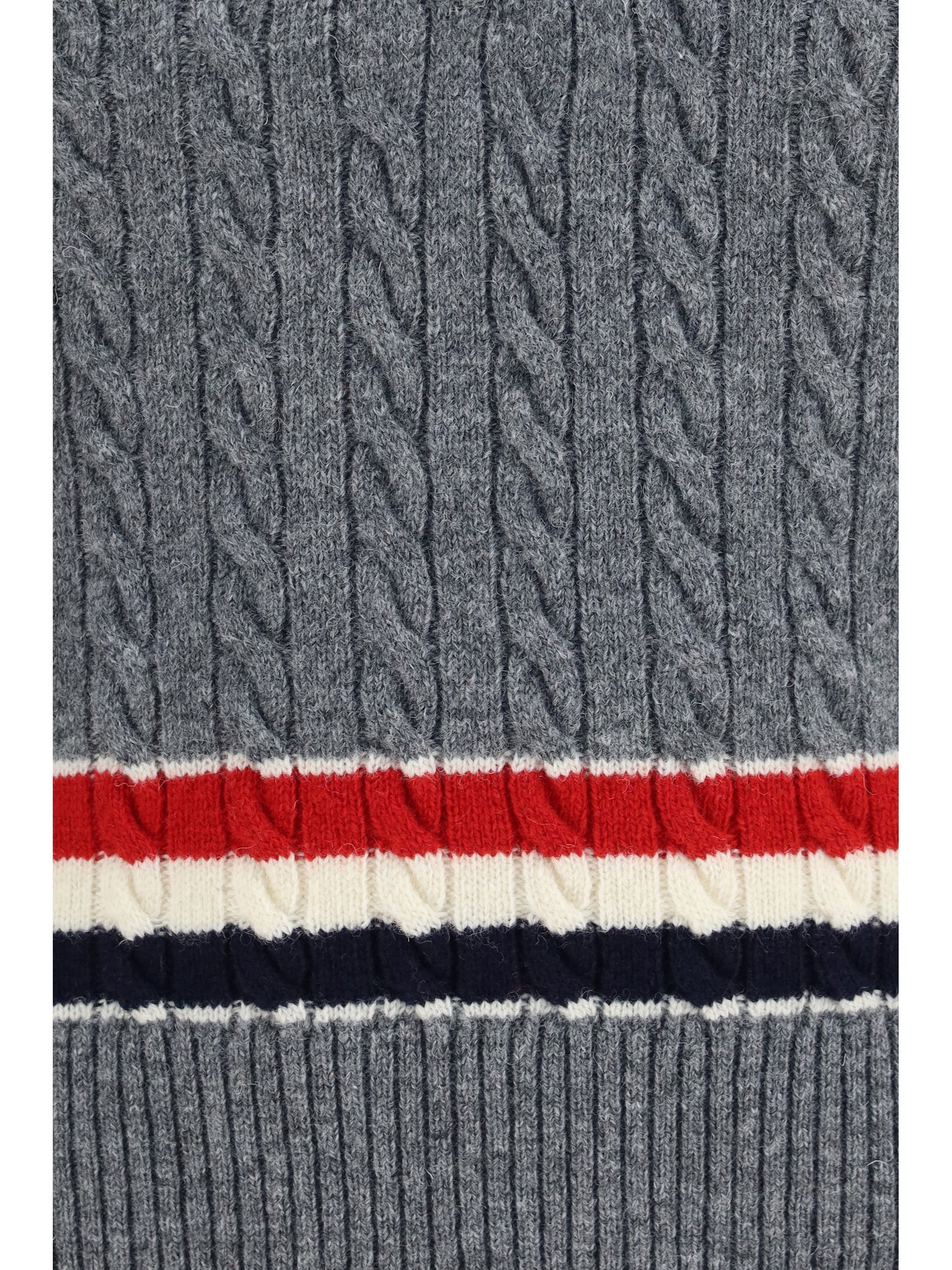 Thom Browne Men Cable-Knit Cricket V-Neck Vest THOM BROWNE