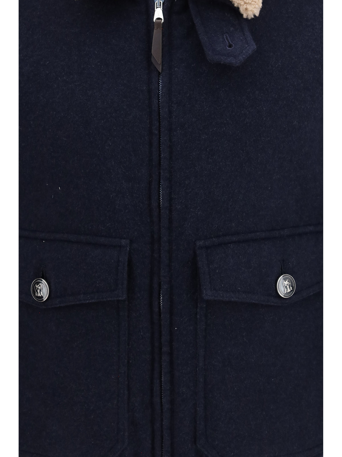 Brunello Cucinelli Men Cashmere Beaver Jacket With Shearling Collar BRUNELLO CUCINELLI