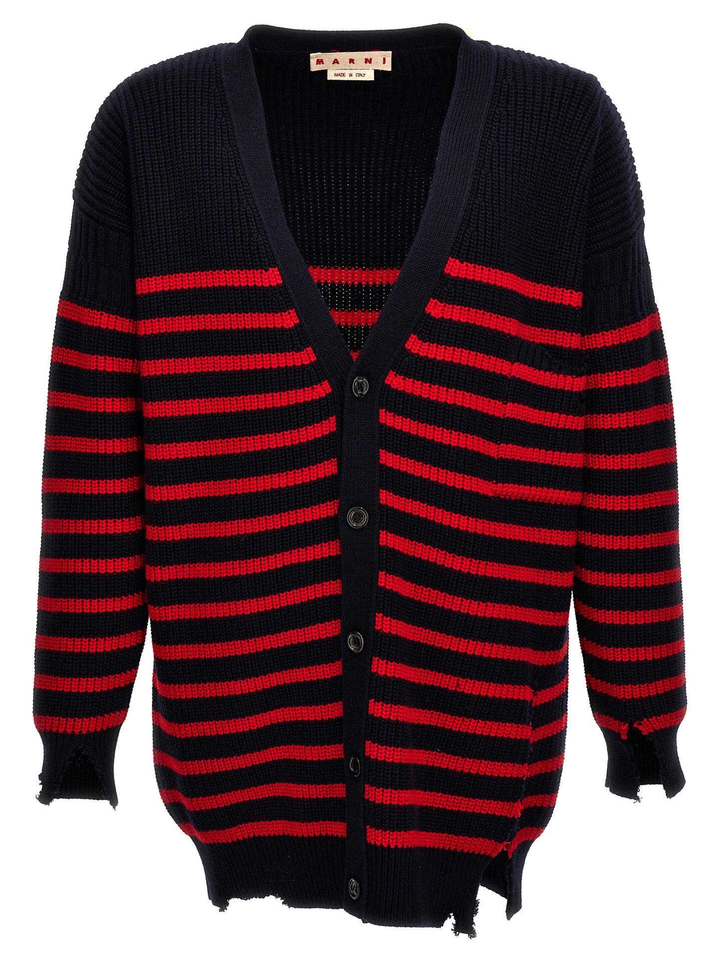 Marni Men Destroyed Effect Striped Cardigan MARNI