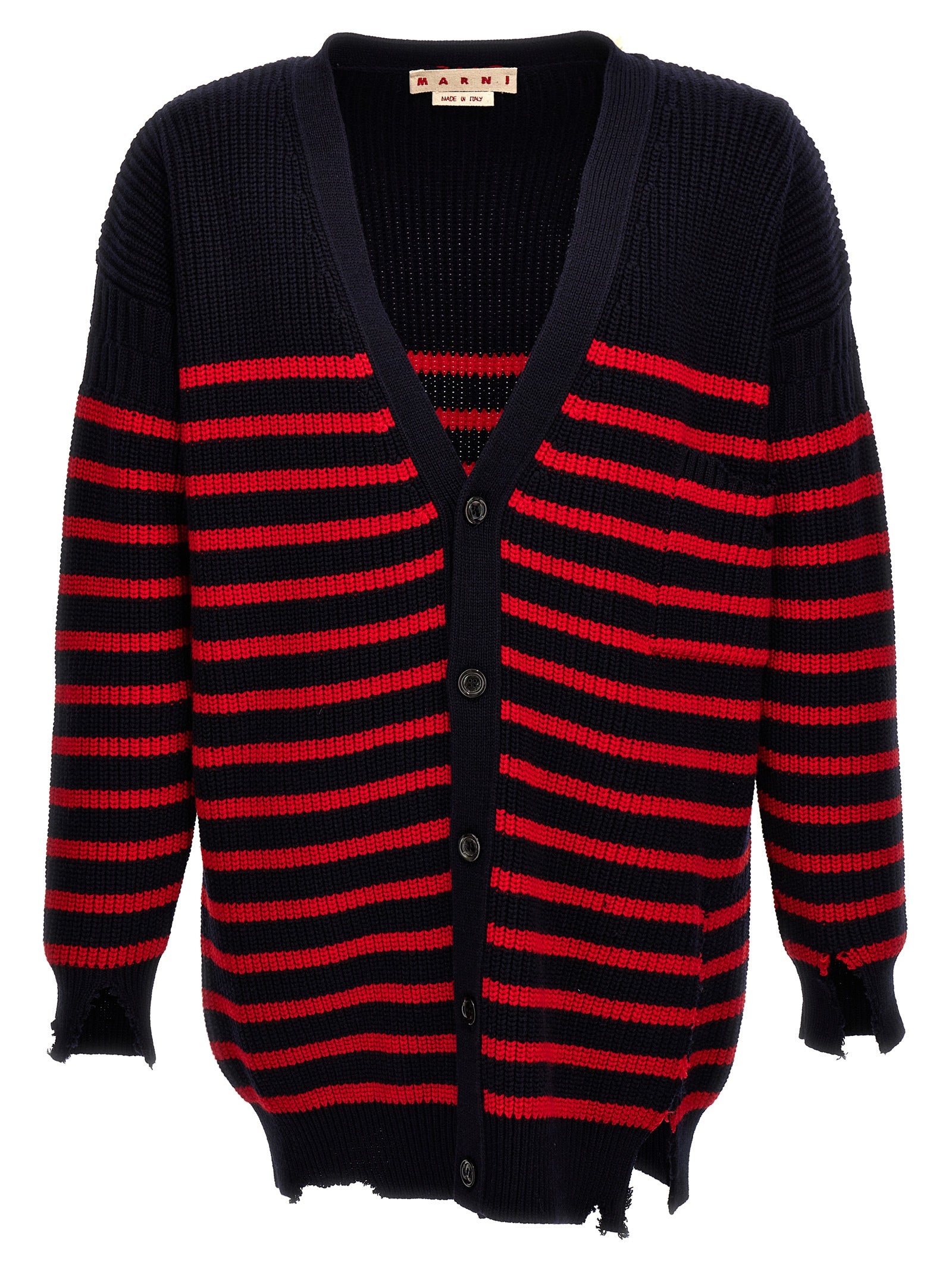 Marni Men Destroyed Effect Striped Cardigan MARNI