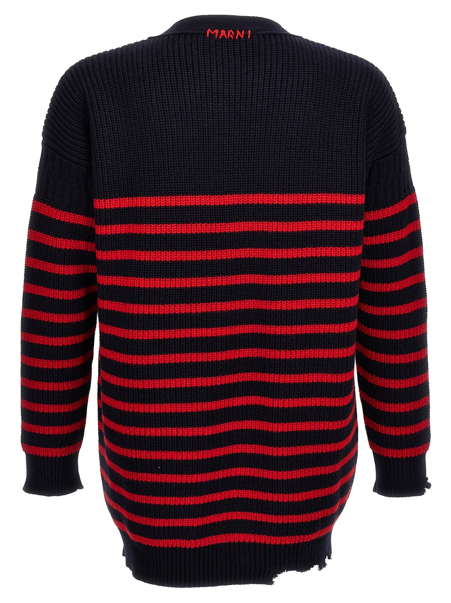 Marni Men Destroyed Effect Striped Cardigan MARNI