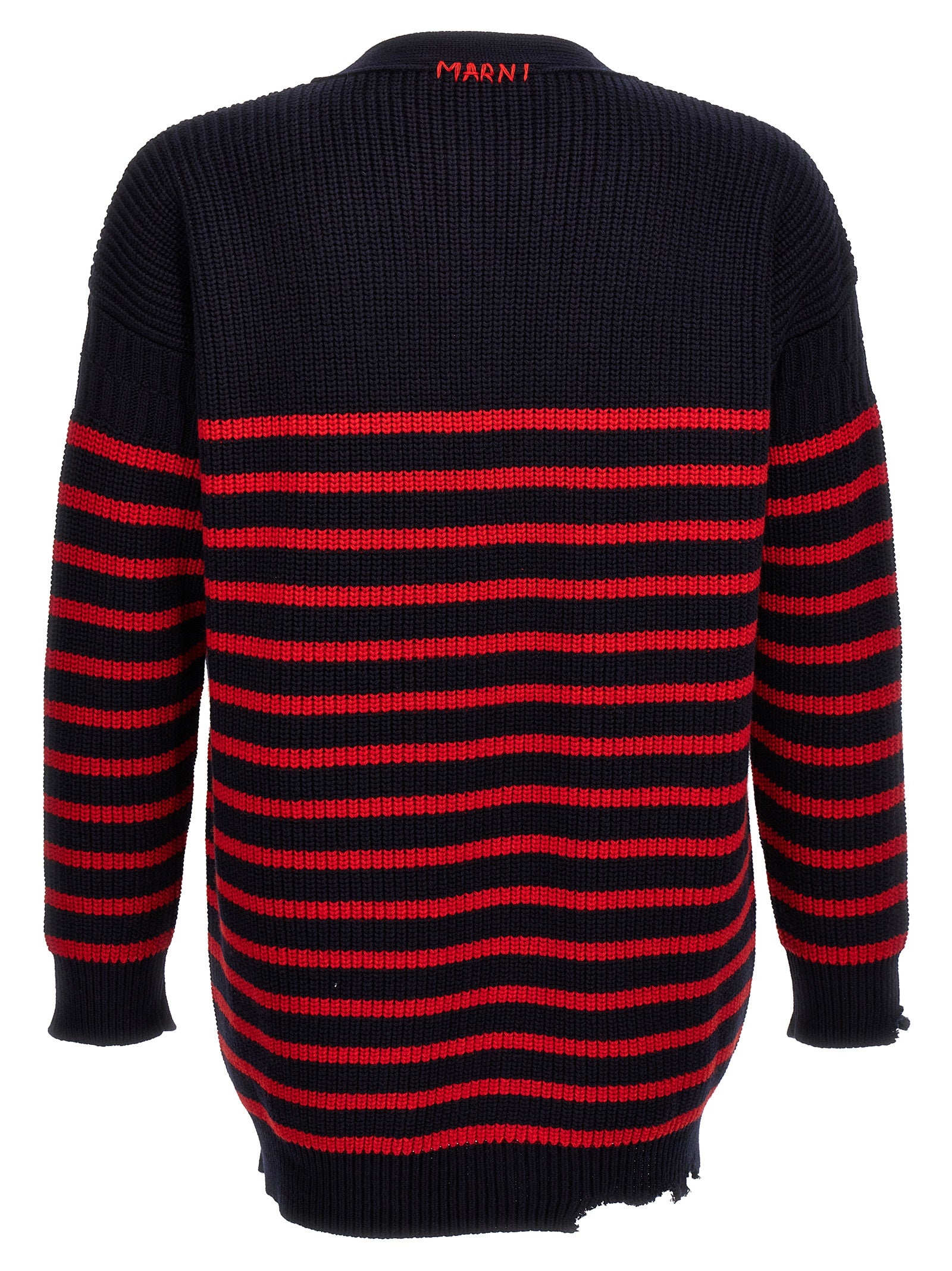 Marni Men Destroyed Effect Striped Cardigan MARNI
