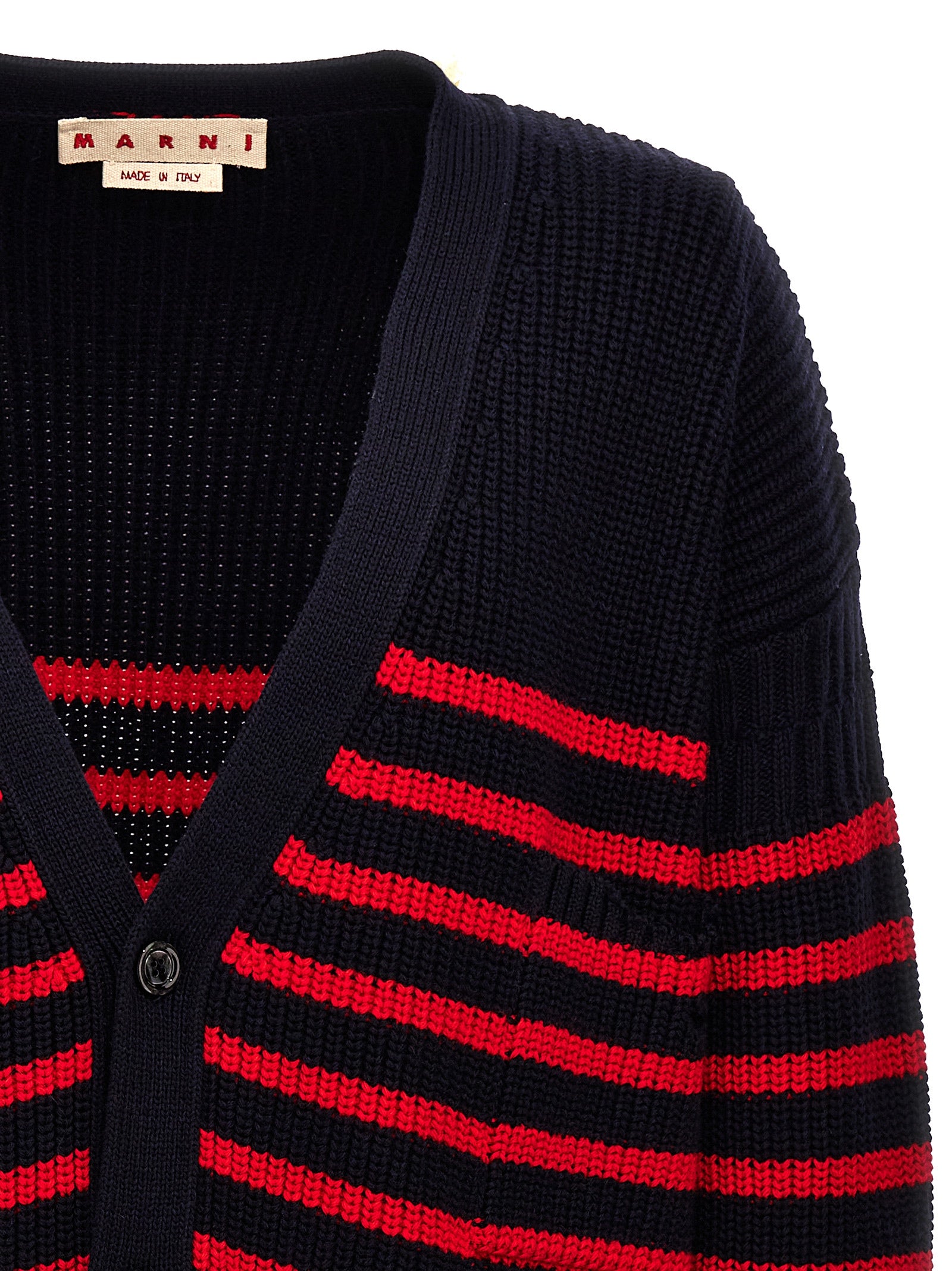 Marni Men Destroyed Effect Striped Cardigan MARNI