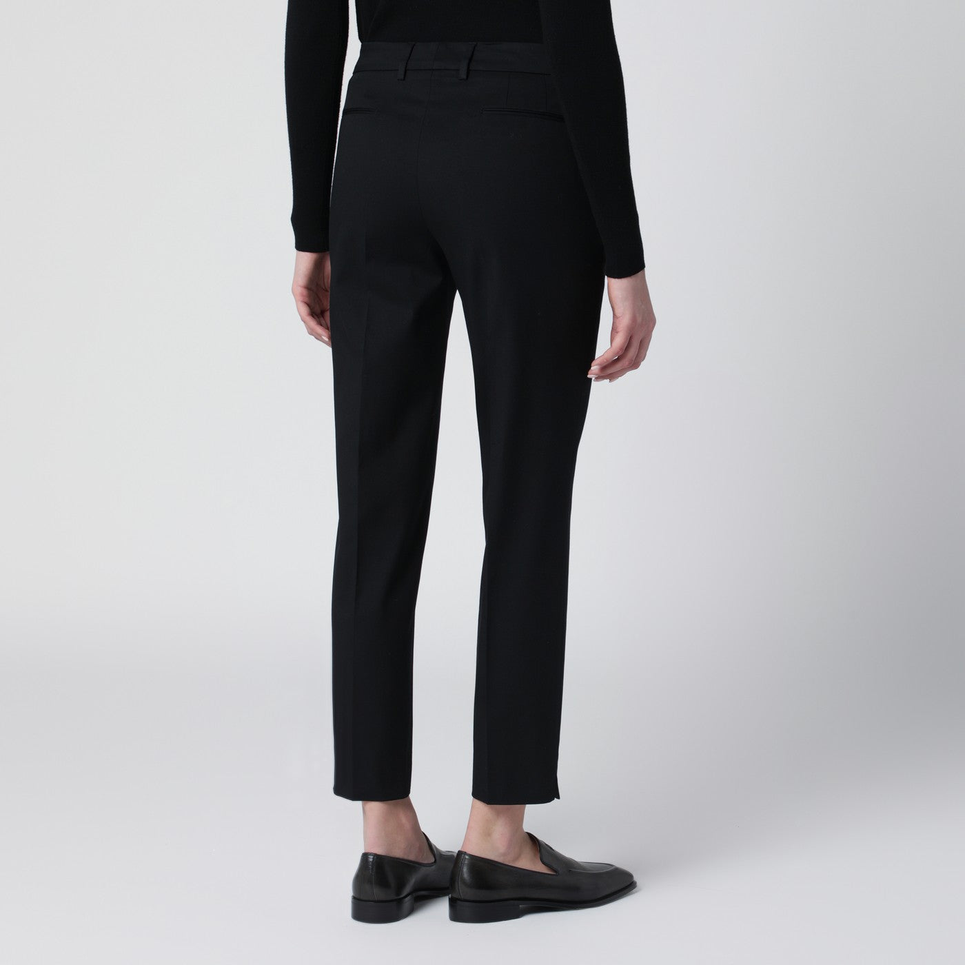 Pt Torino Black Slim-Fit Cotton-Blend Trousers Women PT Torino
