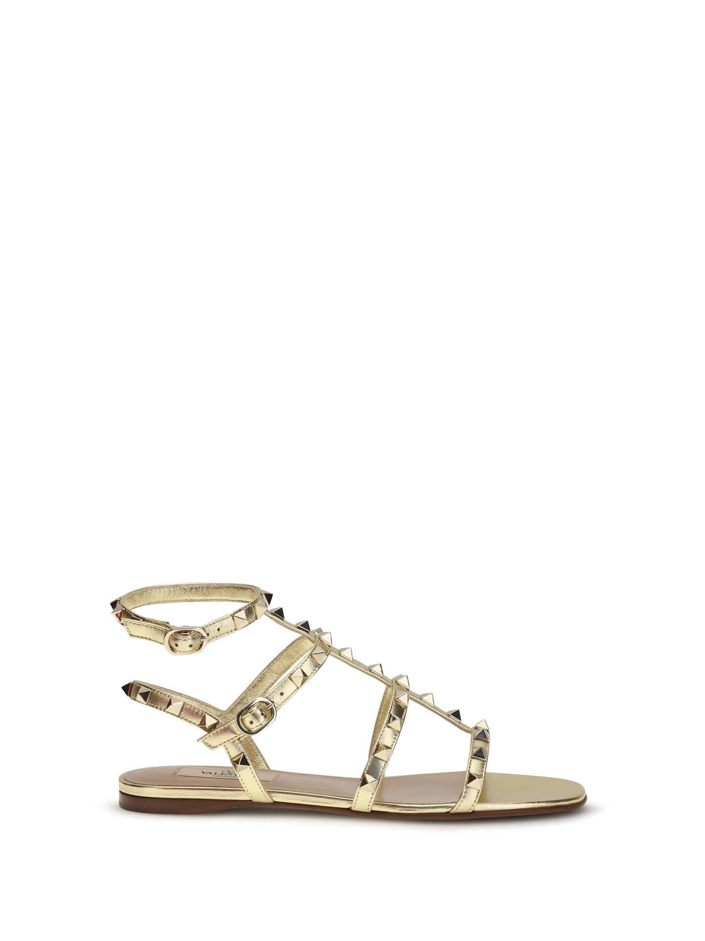 Valentino Garavani Women Rockstud Flat Sandals Laminated Leather VALENTINO GARAVANI