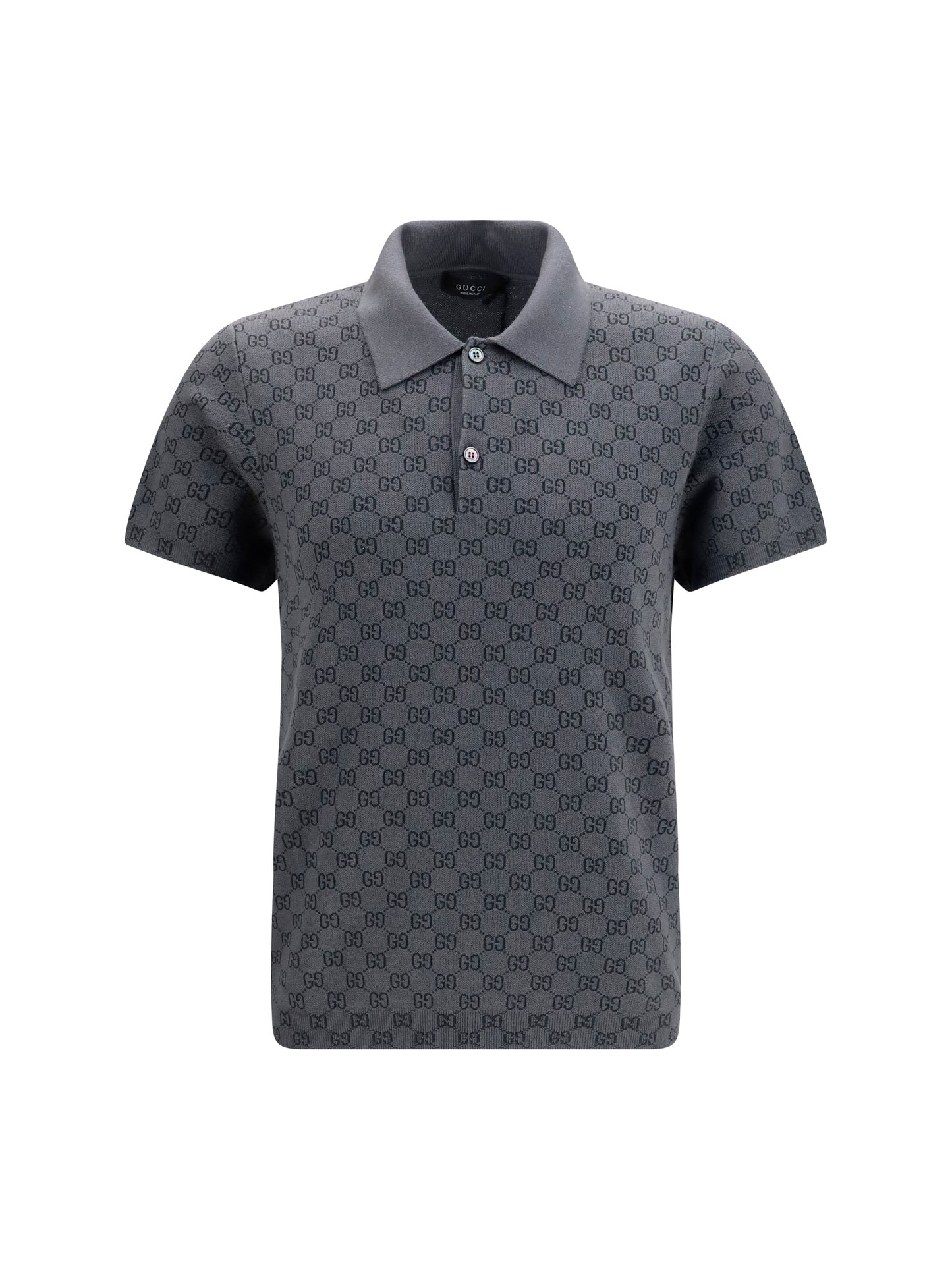 Gucci Men Gg Jacquard Wool And Silk Polo Shirt GUCCI