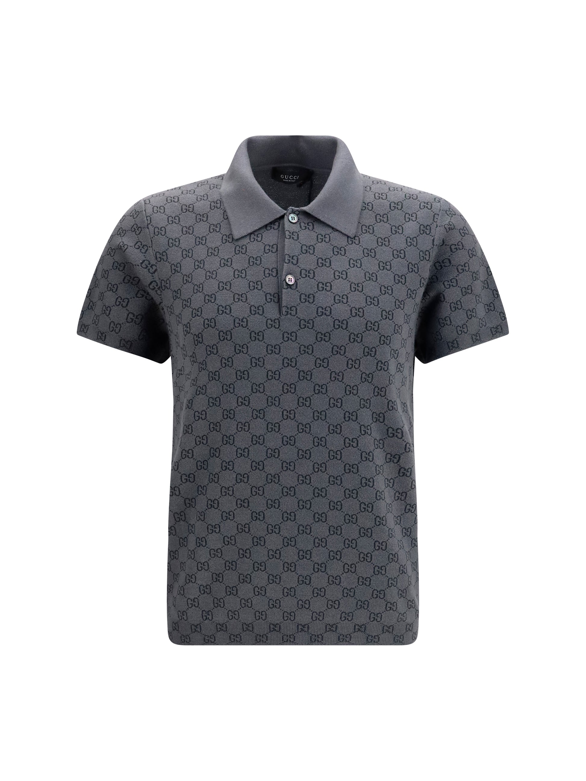 Gucci Men Gg Jacquard Wool And Silk Polo Shirt GUCCI