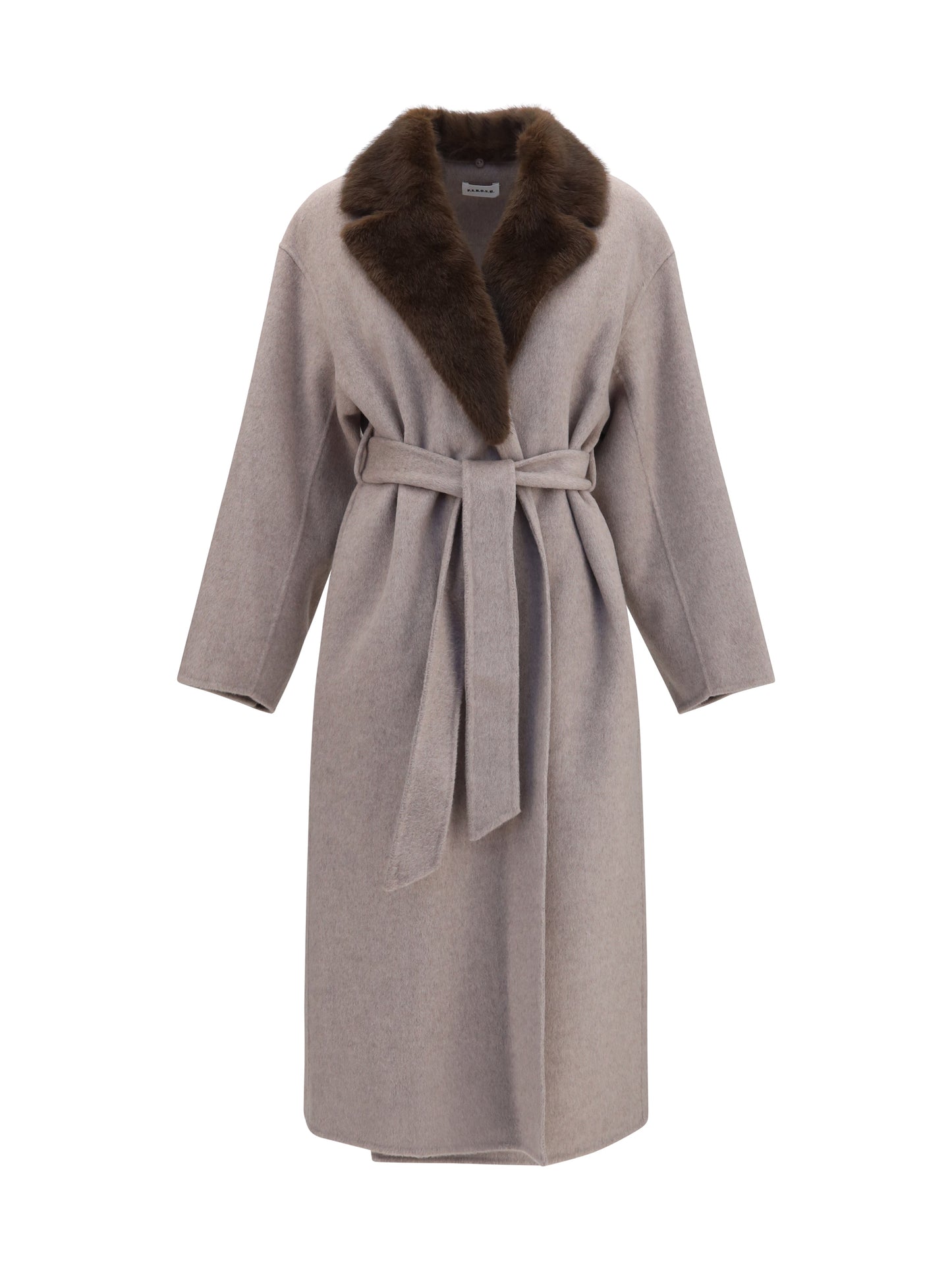 P.A.R.O.S.H. Women Wool Coat With Fur Collar And Belt P.A.R.O.S.H.