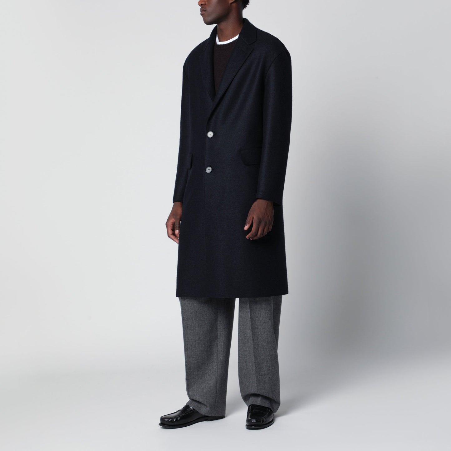 Harris Wharf London Navy Single-Breasted Wool Coat Men HARRIS WHARF LONDON