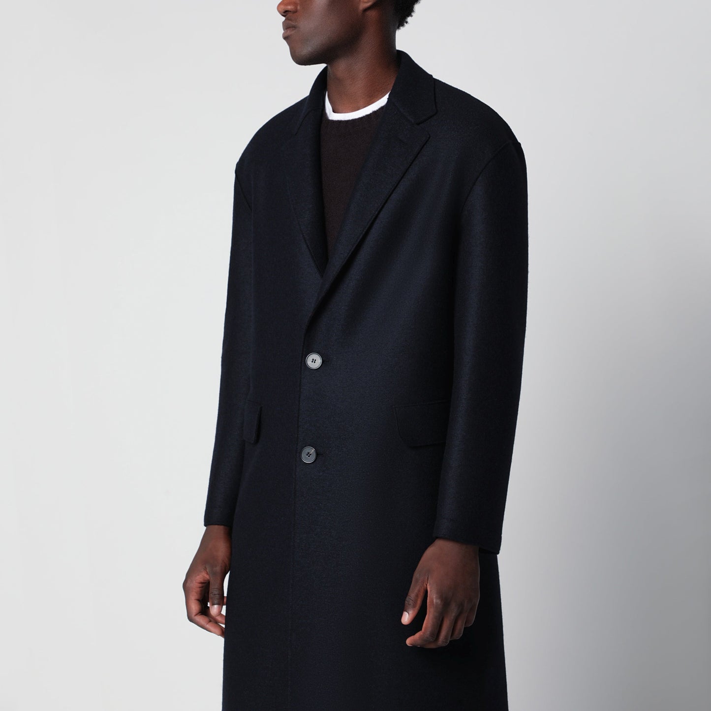 Harris Wharf London Navy Single-Breasted Wool Coat Men HARRIS WHARF LONDON