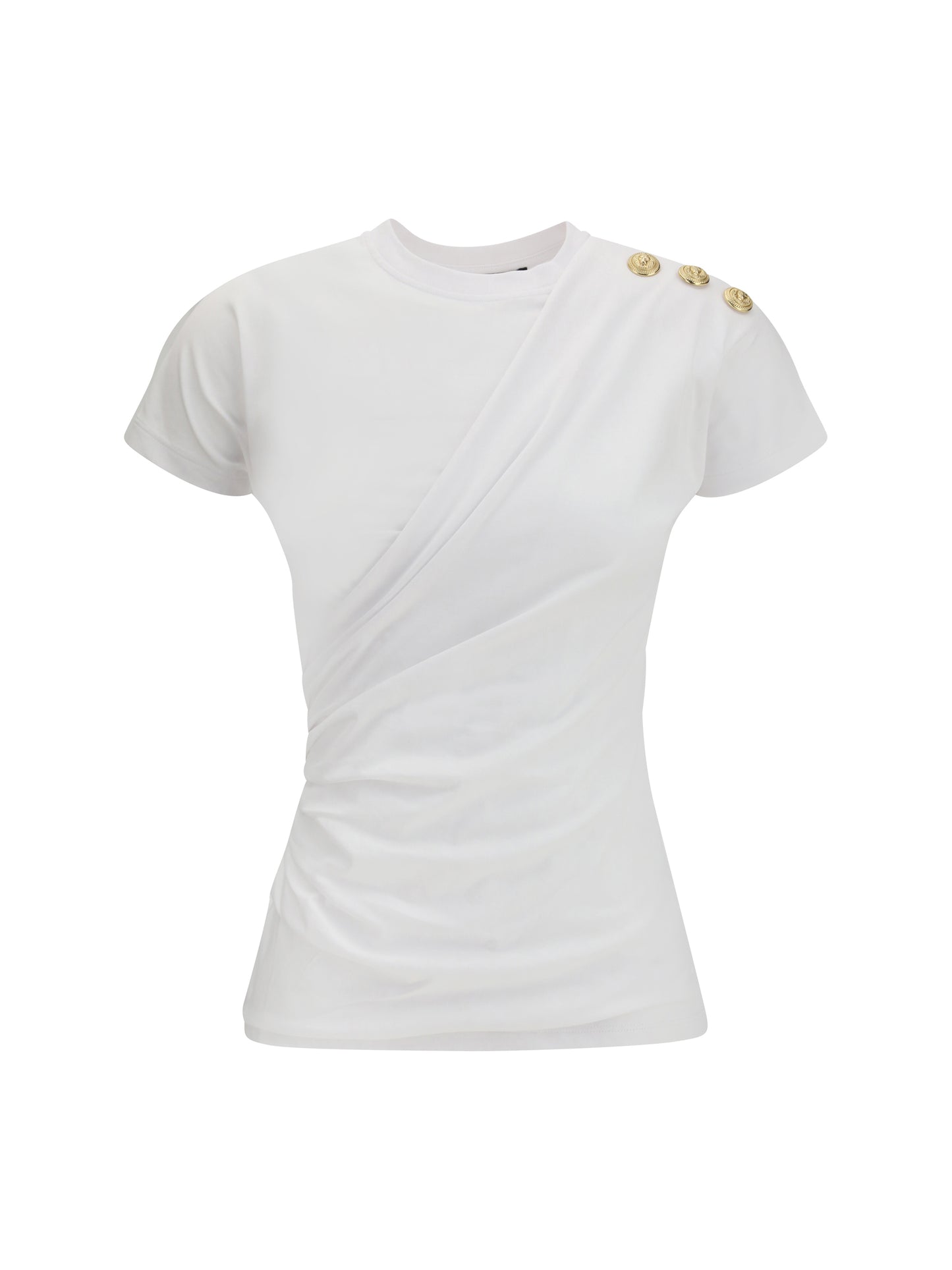 Balmain Women 3 Buttons Draped T-Shirt BALMAIN