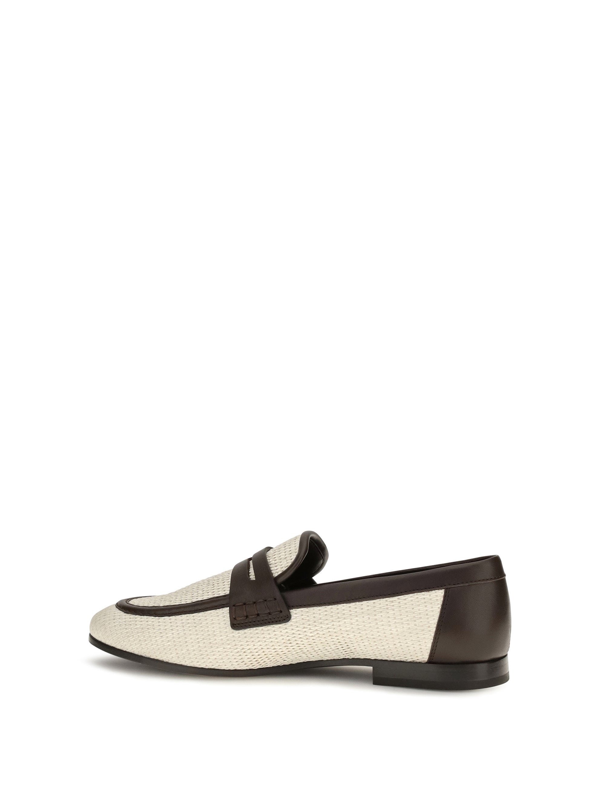 Brunello Cucinelli Women Two-Tone Leather And Raffia Loafers BRUNELLO CUCINELLI
