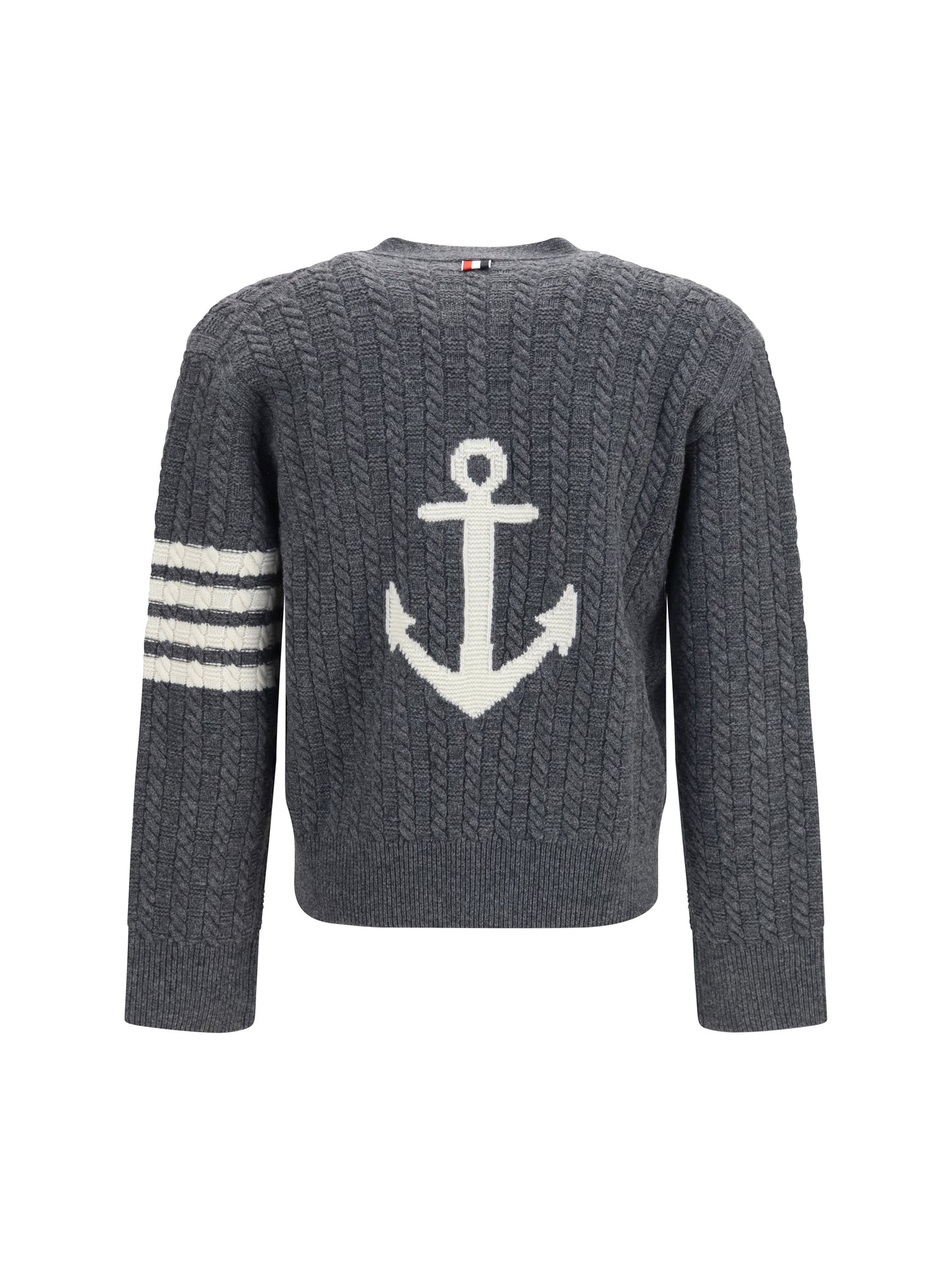 Thom Browne Men V-Neck Sweater With Anchor Embroidery On The Back THOM BROWNE