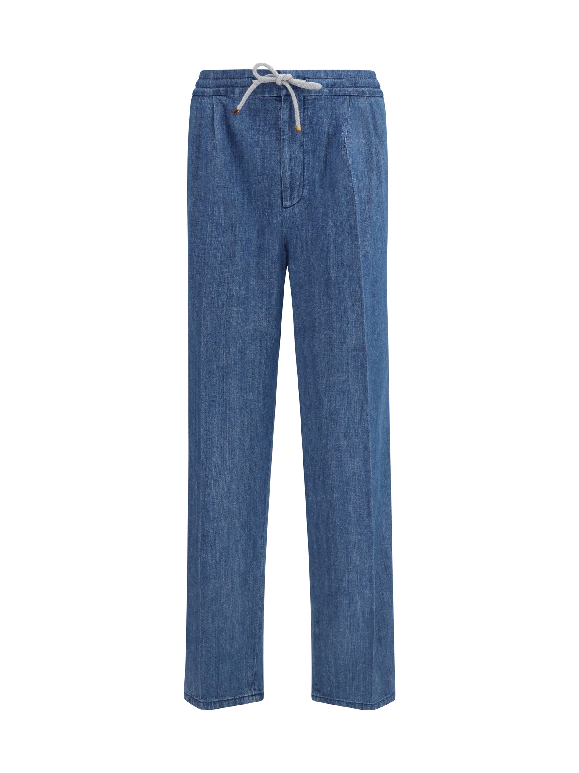 Brunello Cucinelli Men Lightweight Denim Pants With Drawstring And Double Pleats BRUNELLO CUCINELLI