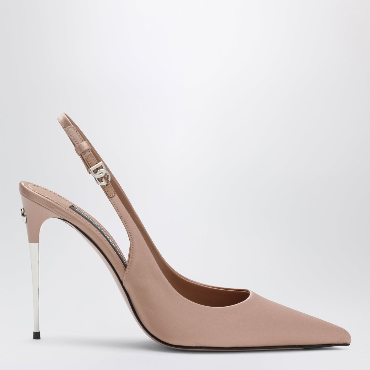 Dolce&Gabbana Beige Satin Slingback With Dg Logo Women DOLCE & GABBANA
