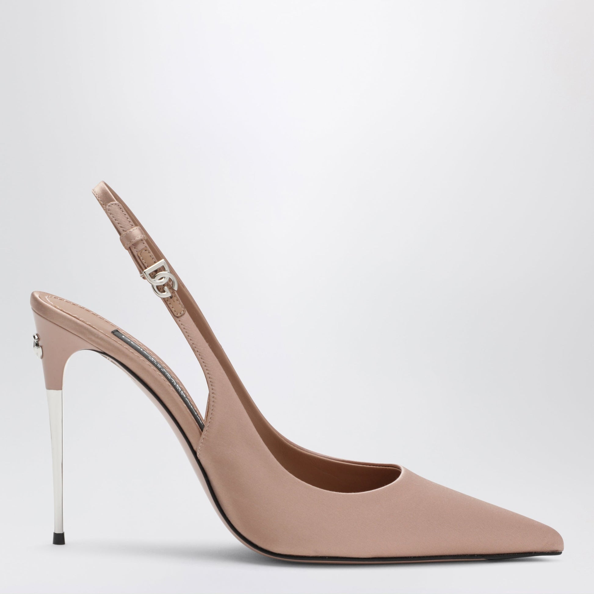Dolce&Gabbana Beige Satin Slingback With Dg Logo Women DOLCE & GABBANA