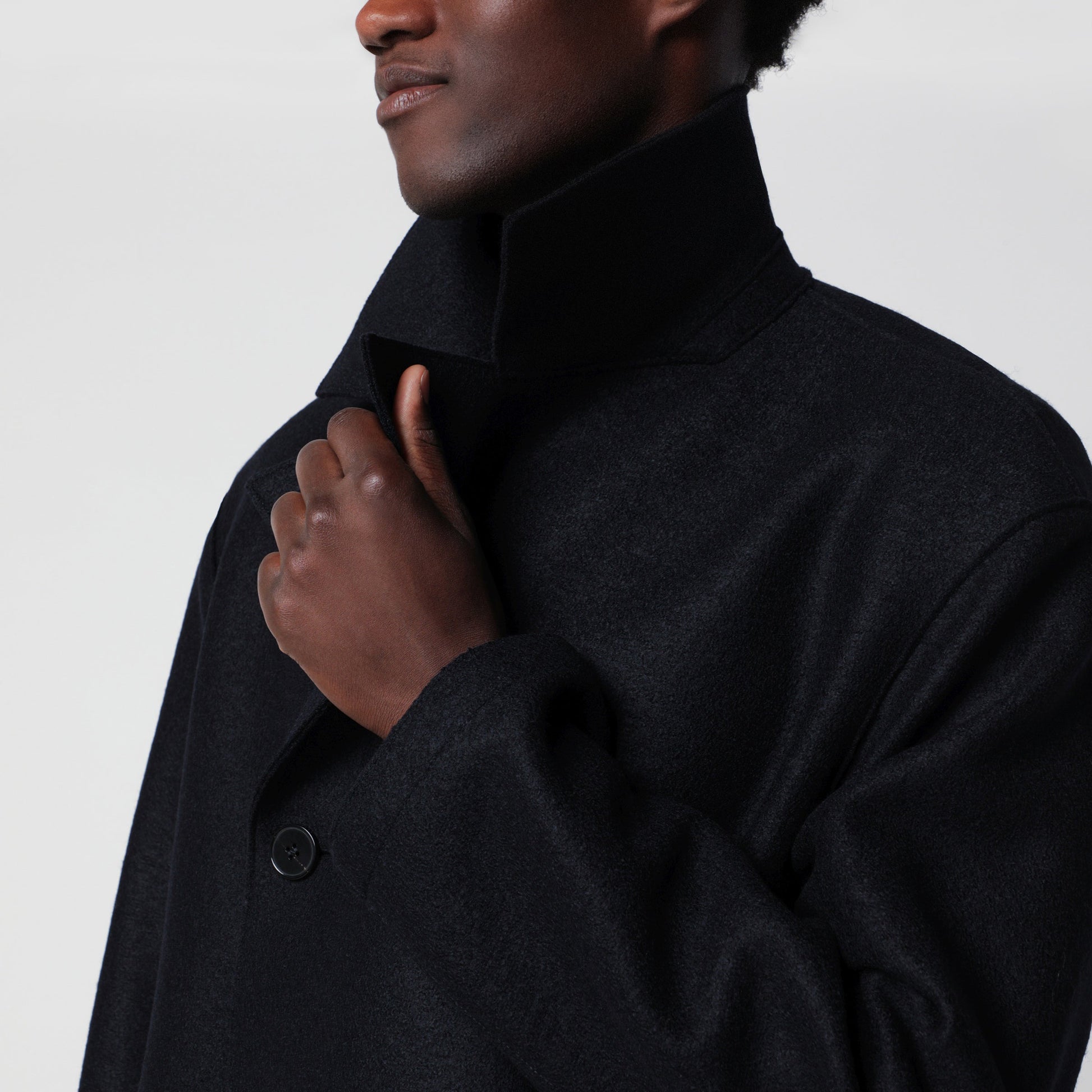 Harris Wharf London Navy Short Double-Breasted Wool Coat Men HARRIS WHARF LONDON
