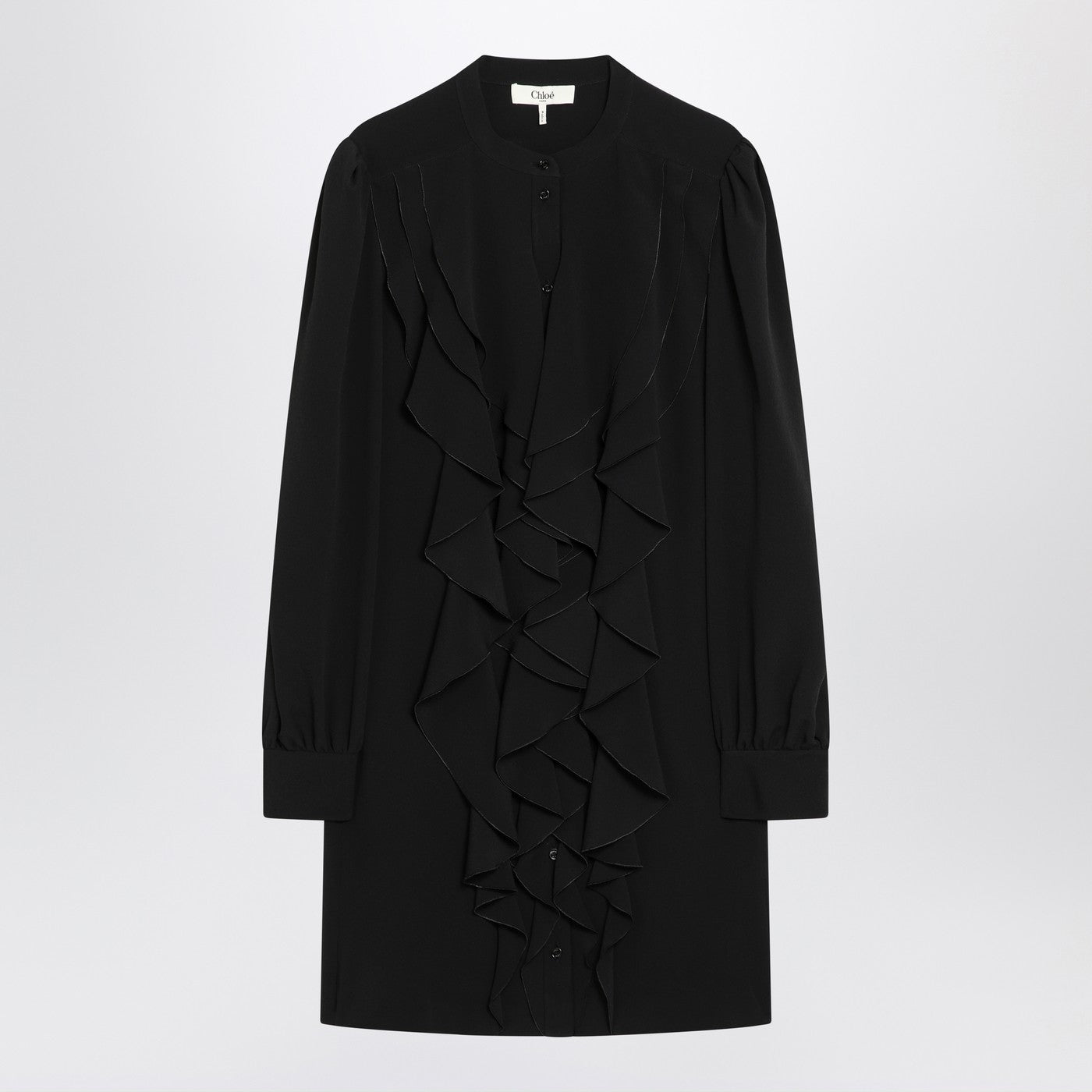 Chloe Black Ruffled Dress In Silk Blend Women CHLOE