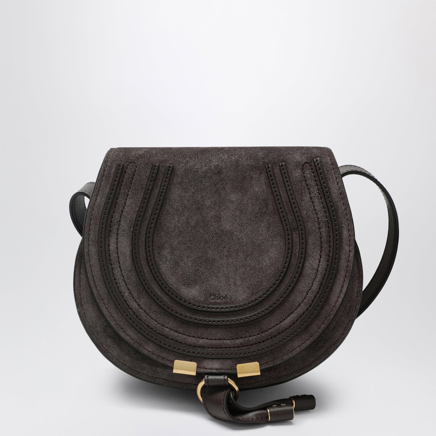 Chloe Saddle Marcie Bag In Kohl Brown Suede Women CHLOE