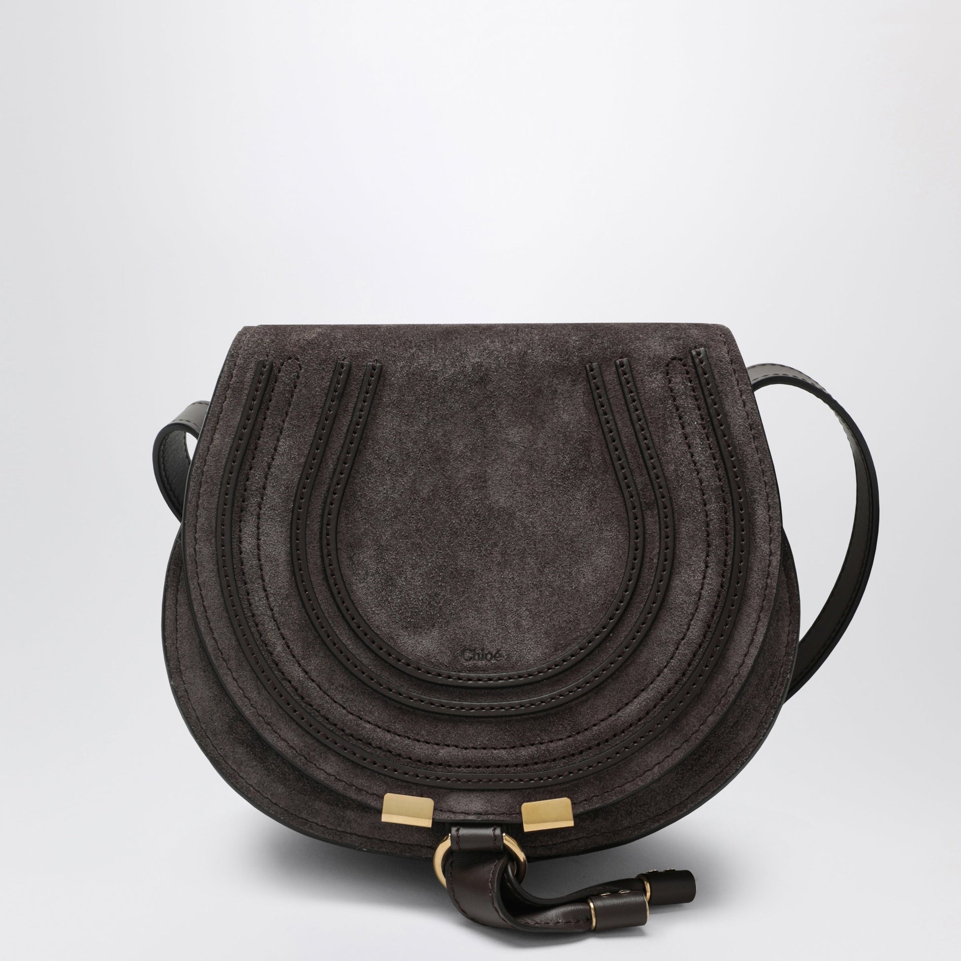 Chloe Saddle Marcie Bag In Kohl Brown Suede Women CHLOE