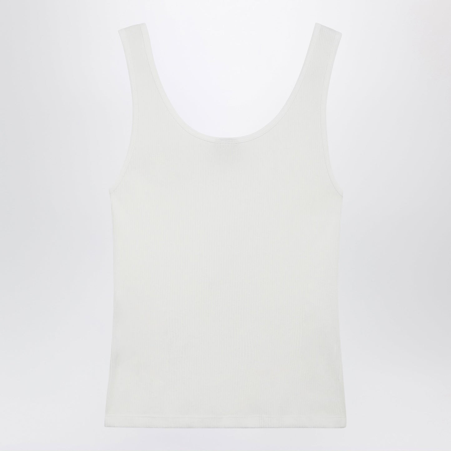 Chloe White Ribbed Tank Top With Logo Embroidery Women CHLOE
