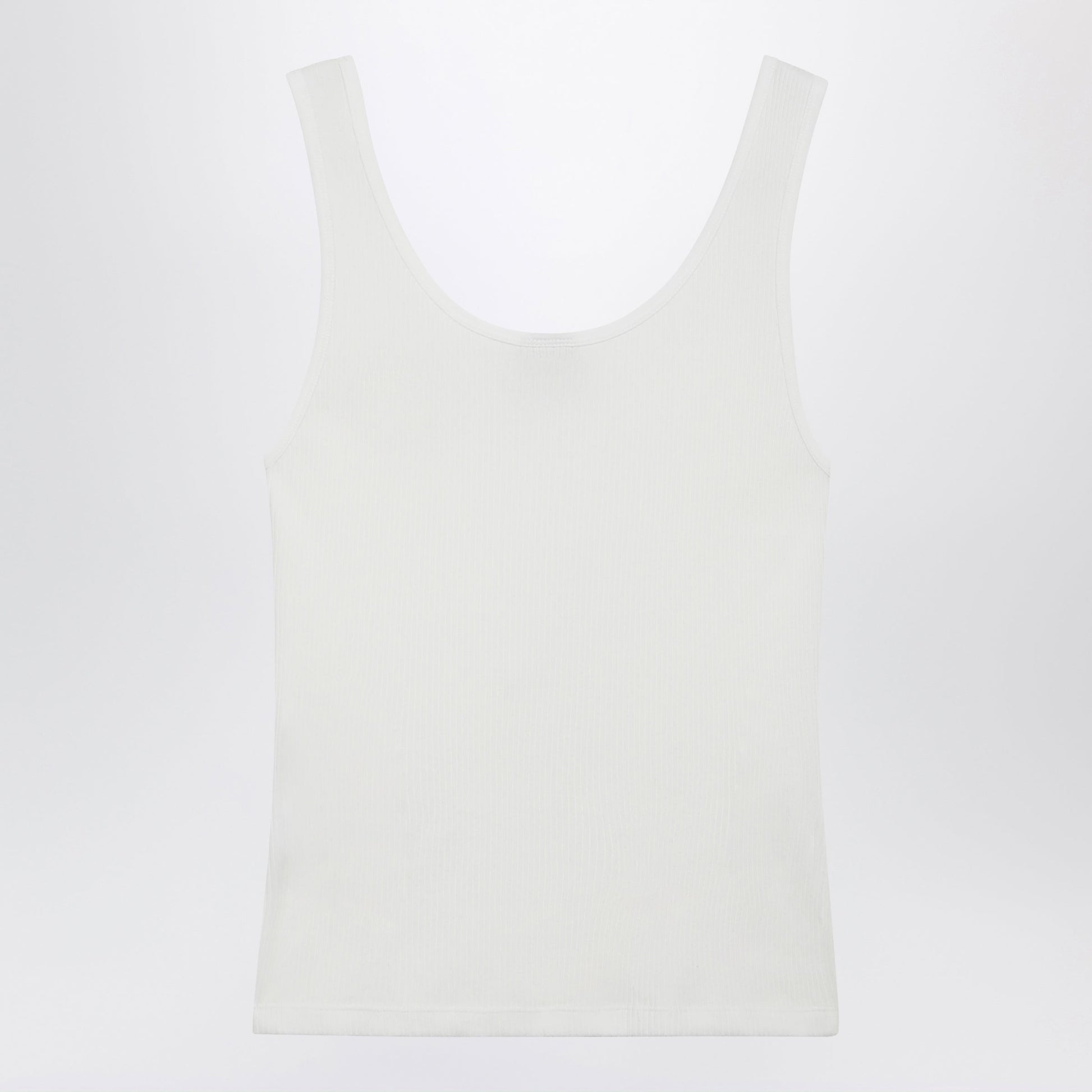 Chloe White Ribbed Tank Top With Logo Embroidery Women CHLOE