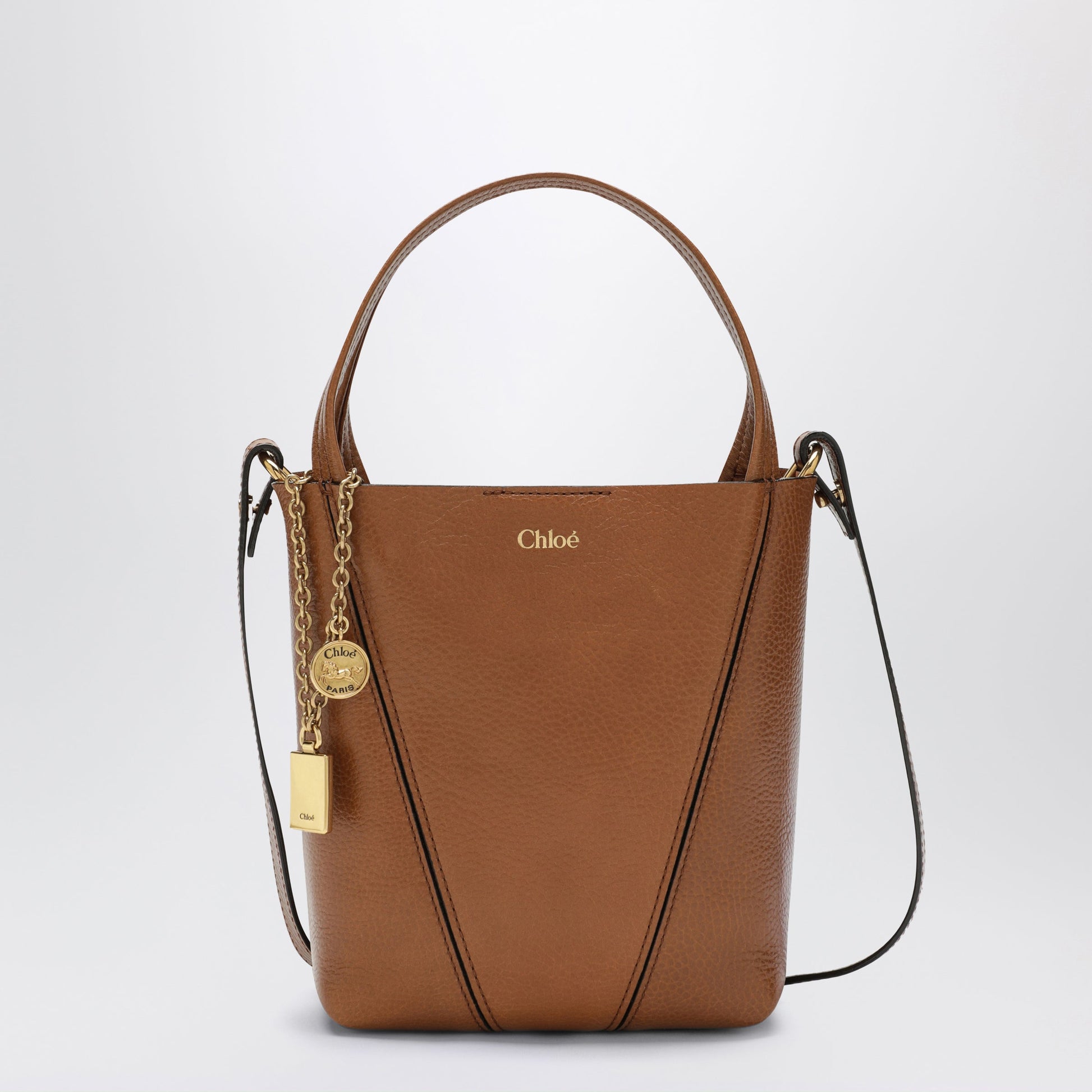 Chloe Small Spin Brown Leather Tote Bag Women CHLOE