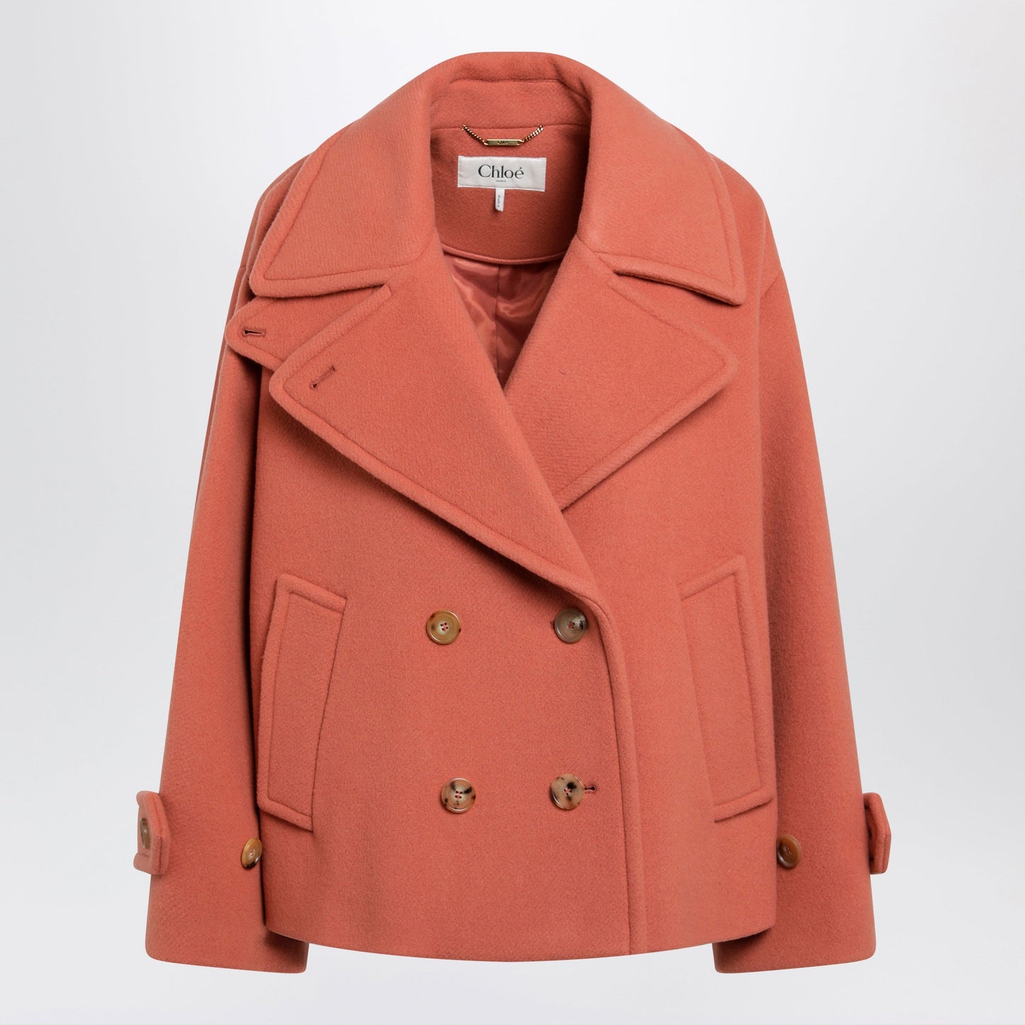 Chloe Cedar Pink Double-Breasted Short Wool Coat Women CHLOE