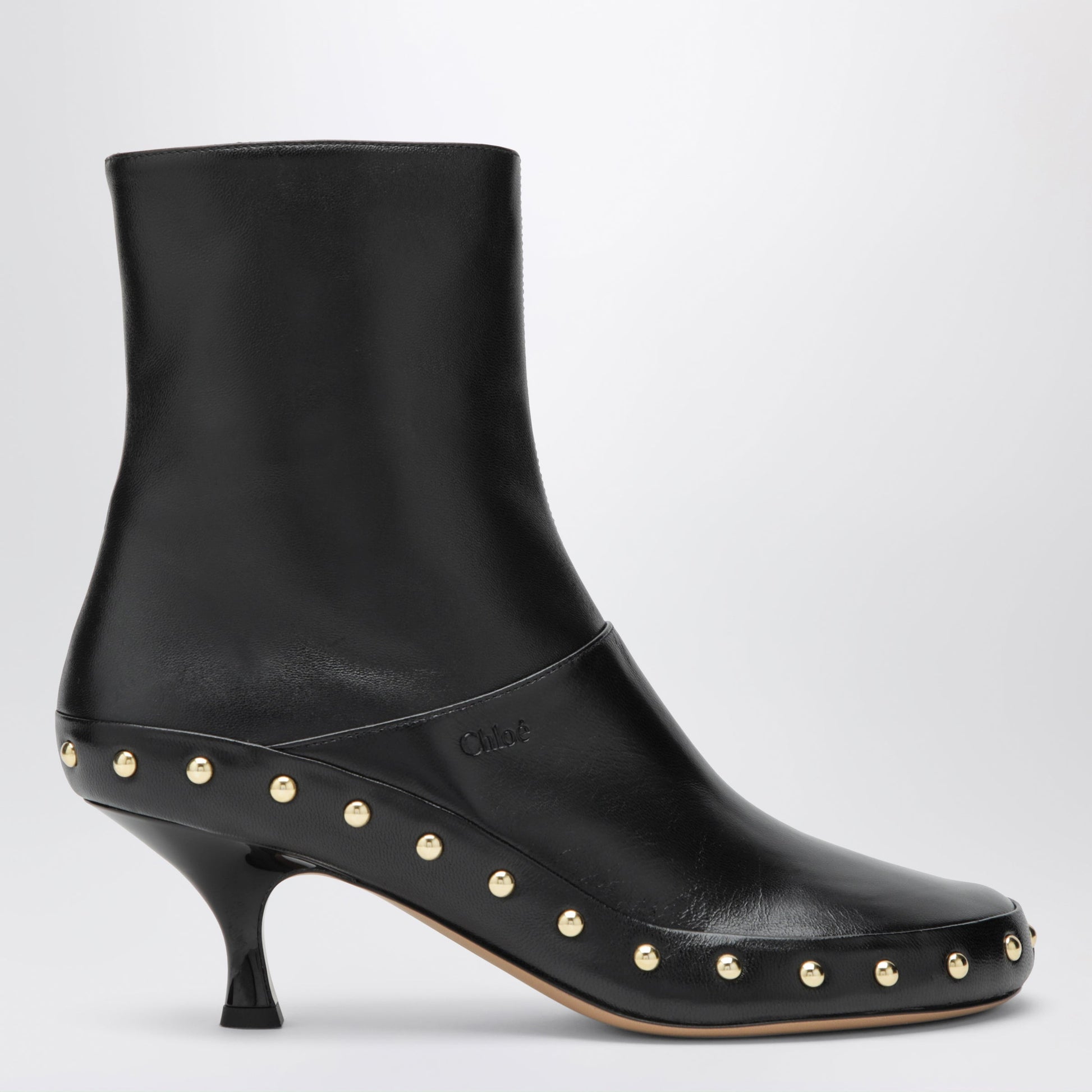 Chloe Junie Hammered Leather Ankle Boots In Black Women CHLOE