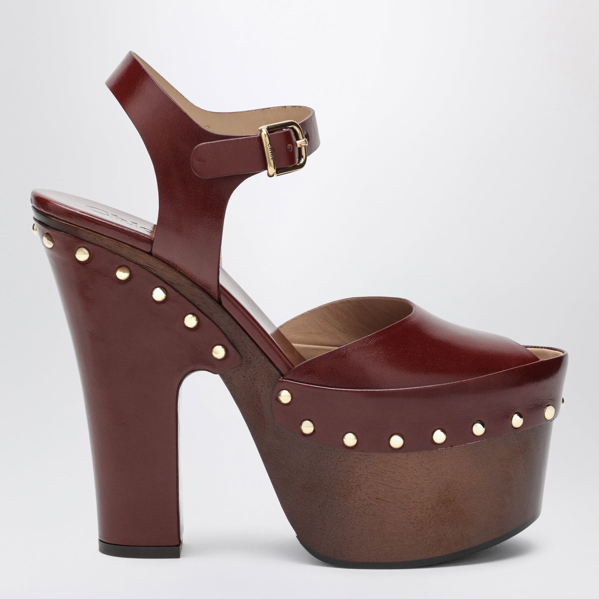 Chloe Meret Platform Clogs In Burnt Purple Calfskin Women CHLOE