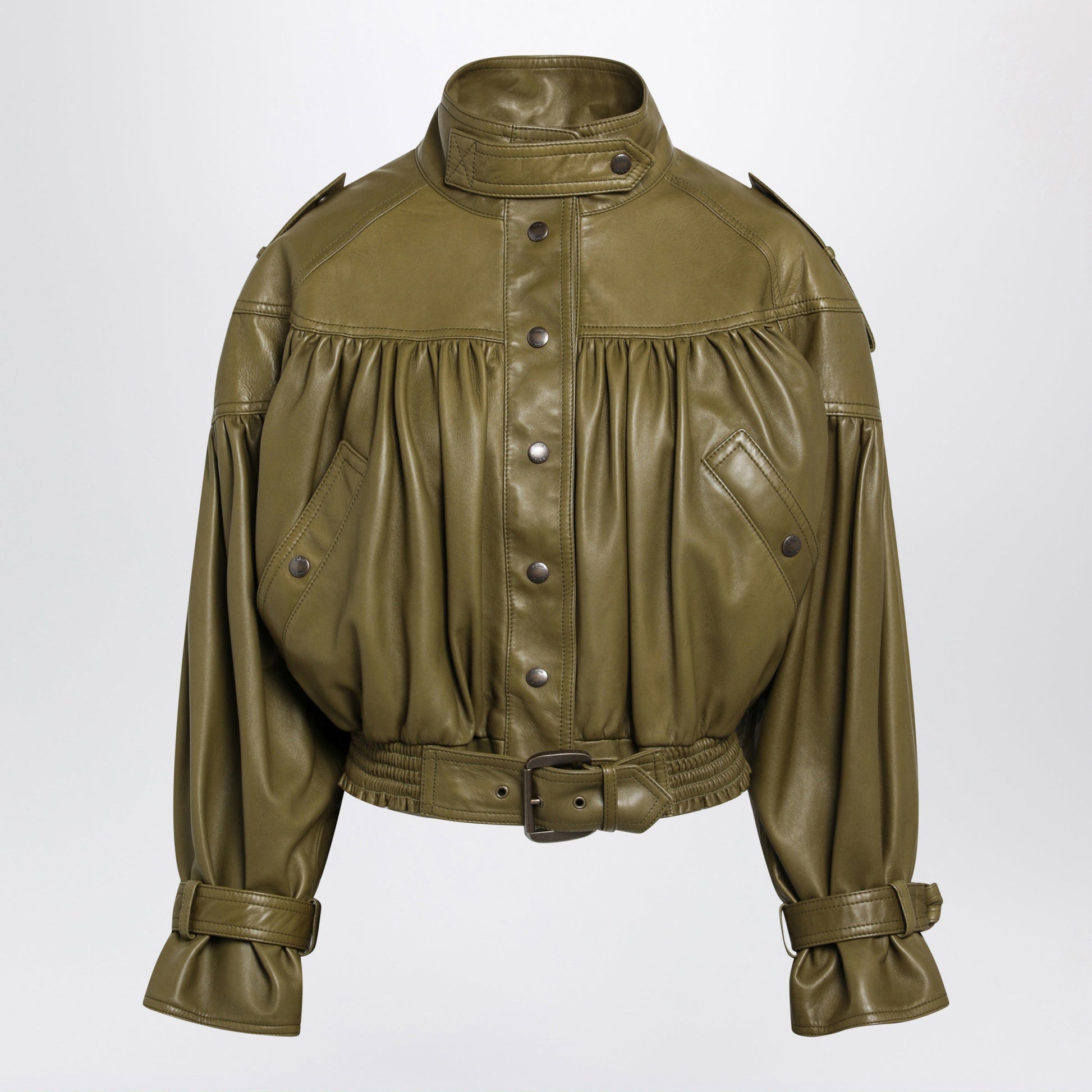 Chloe Eucalyptus Cropped Jacket With Leather Belt Women CHLOE