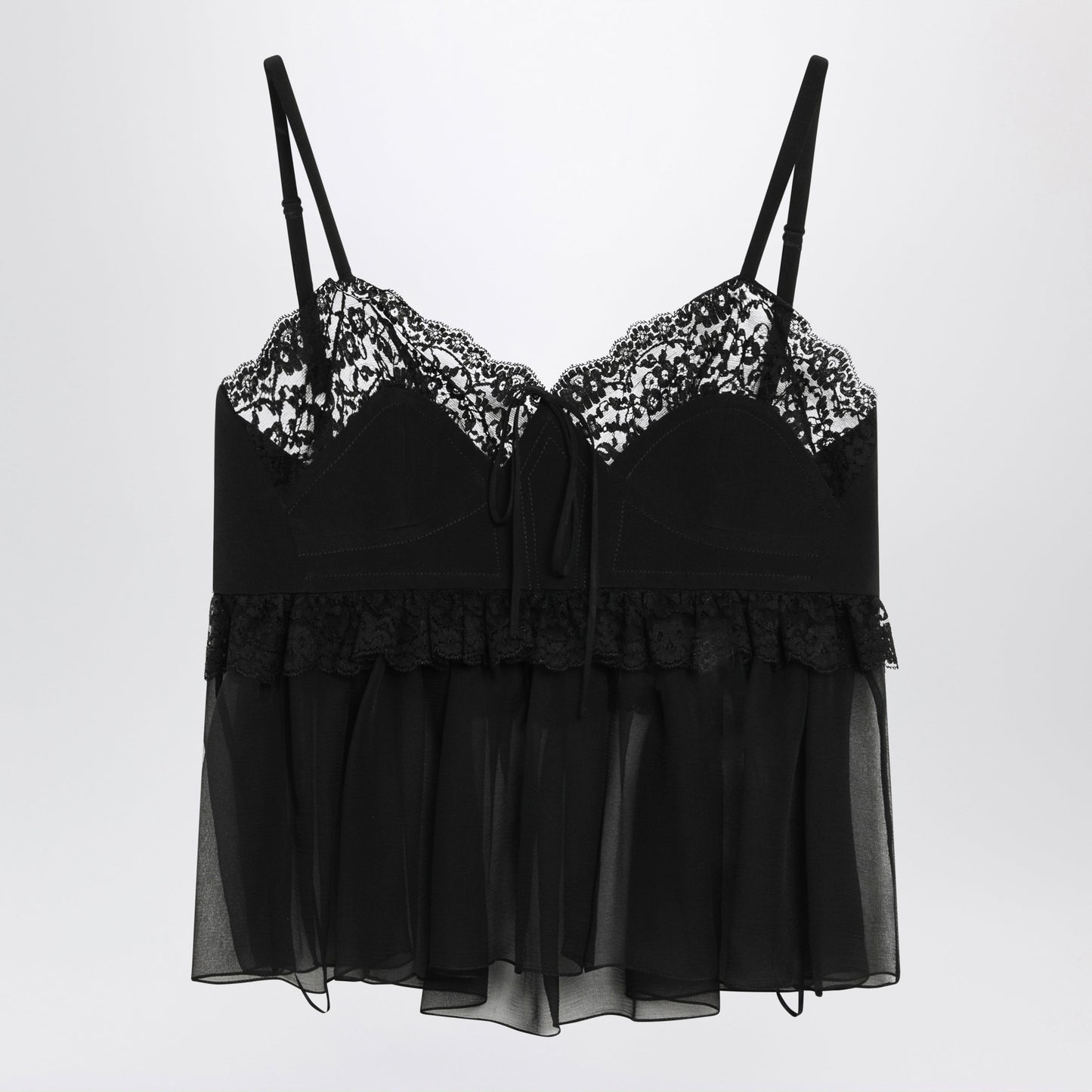 Chloe Silk Crãªpe De Chine Top With Thin Straps, Black Women CHLOE