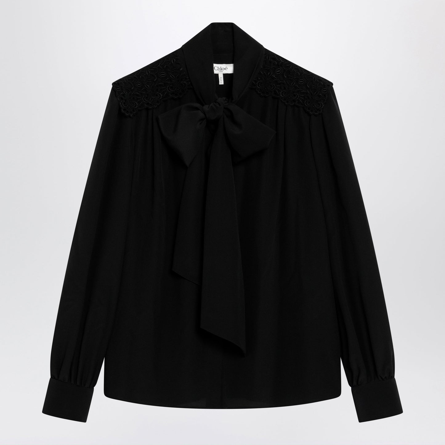 Chloe Black Silk Blouse With Lavalliã¨Re Women CHLOE