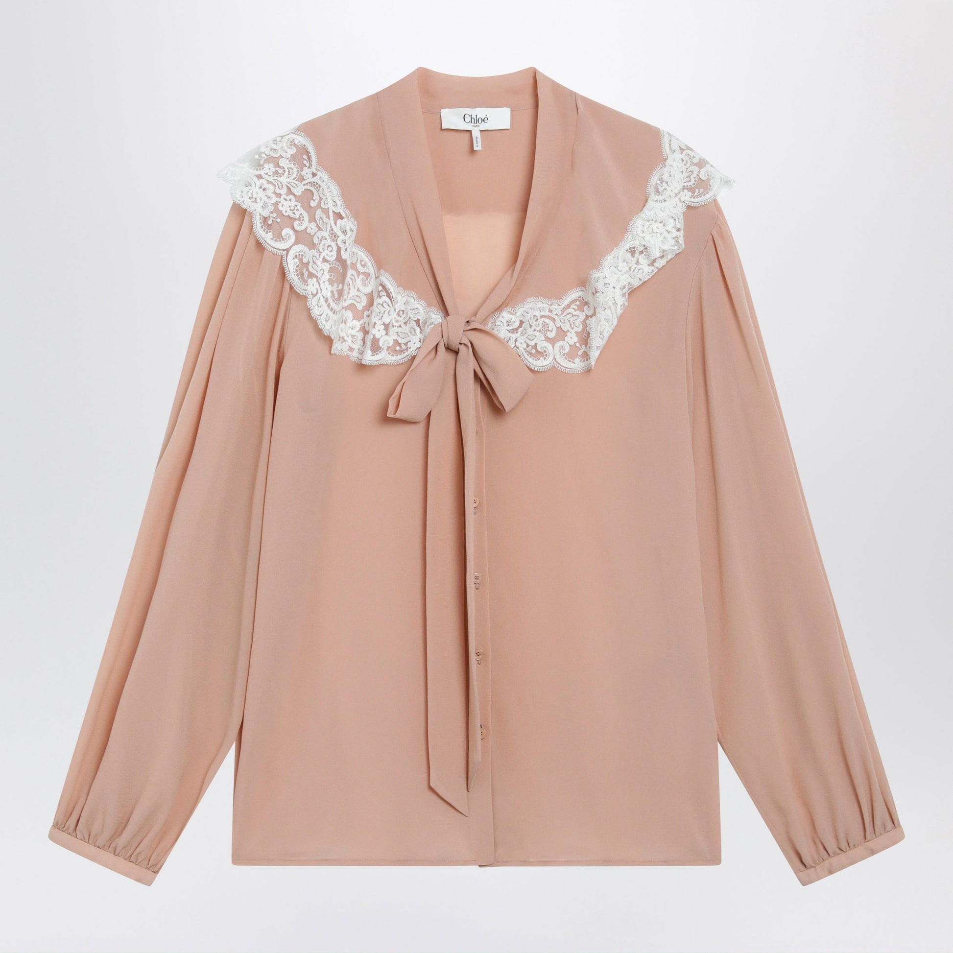 Chloe Biscuit Pink Silk And Lace Shirt Women CHLOE