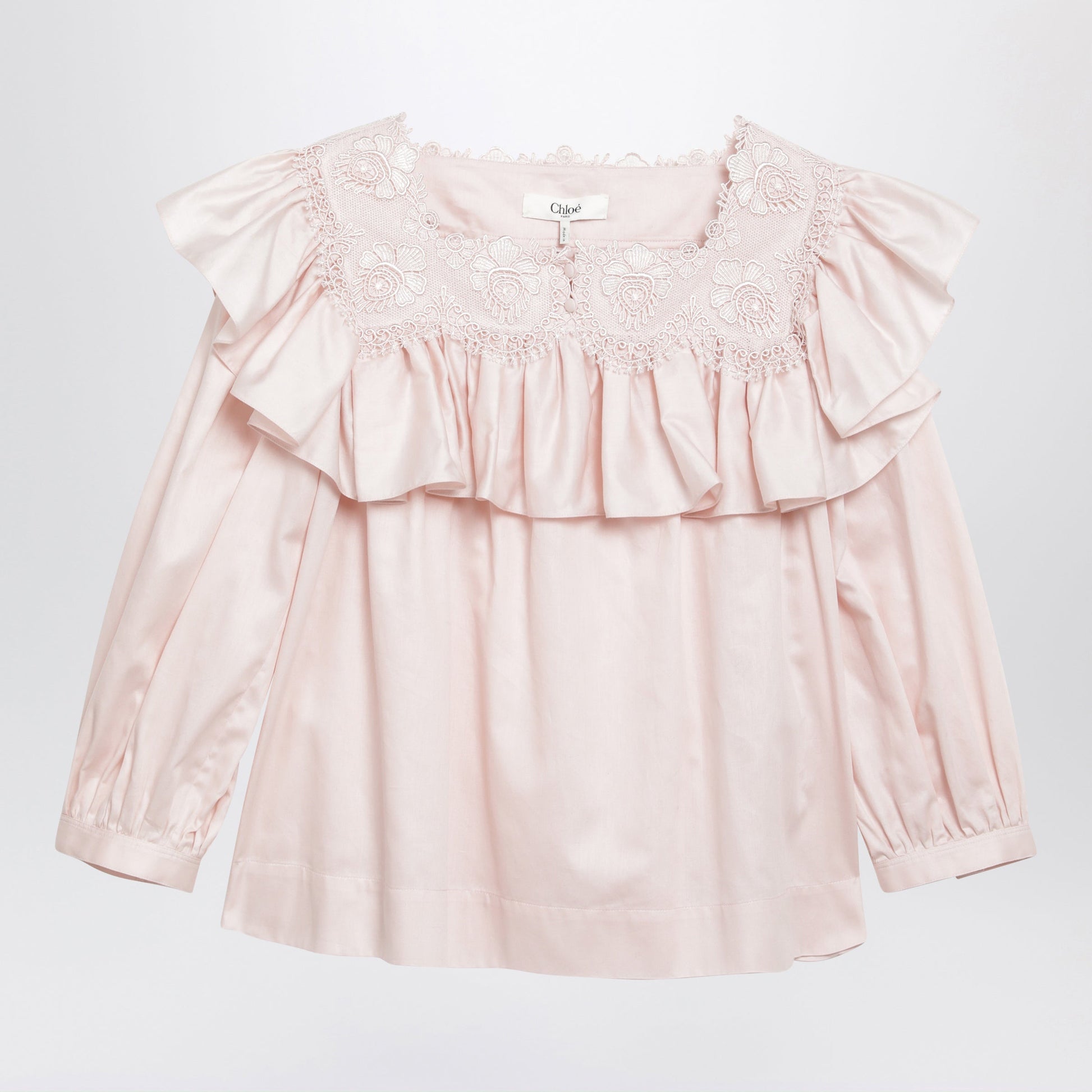 Chloe Pink Cotton Ruffle Blouse Women CHLOE