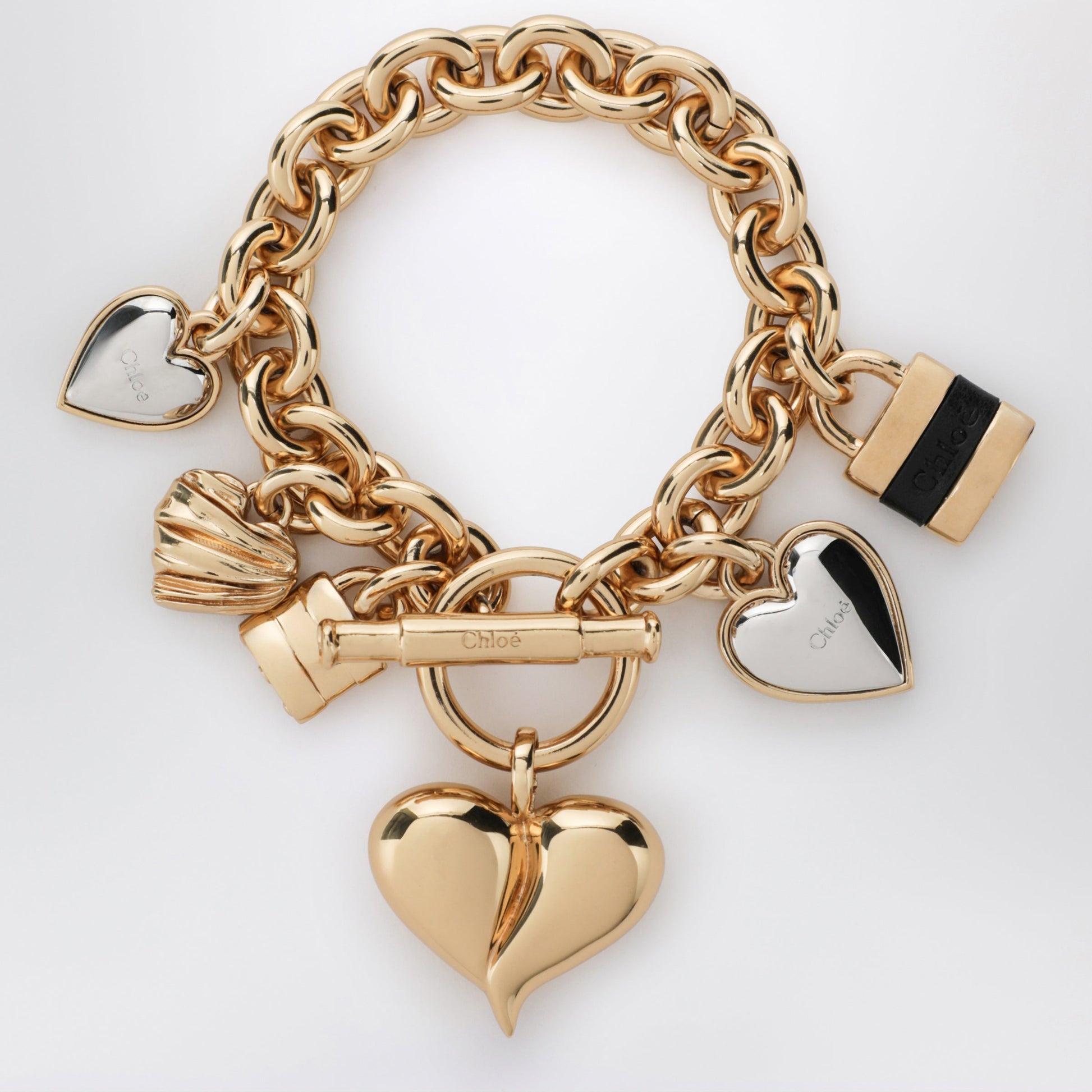 Chloe Paddington Chain Bracelet In Gold/Black Brass Women CHLOE
