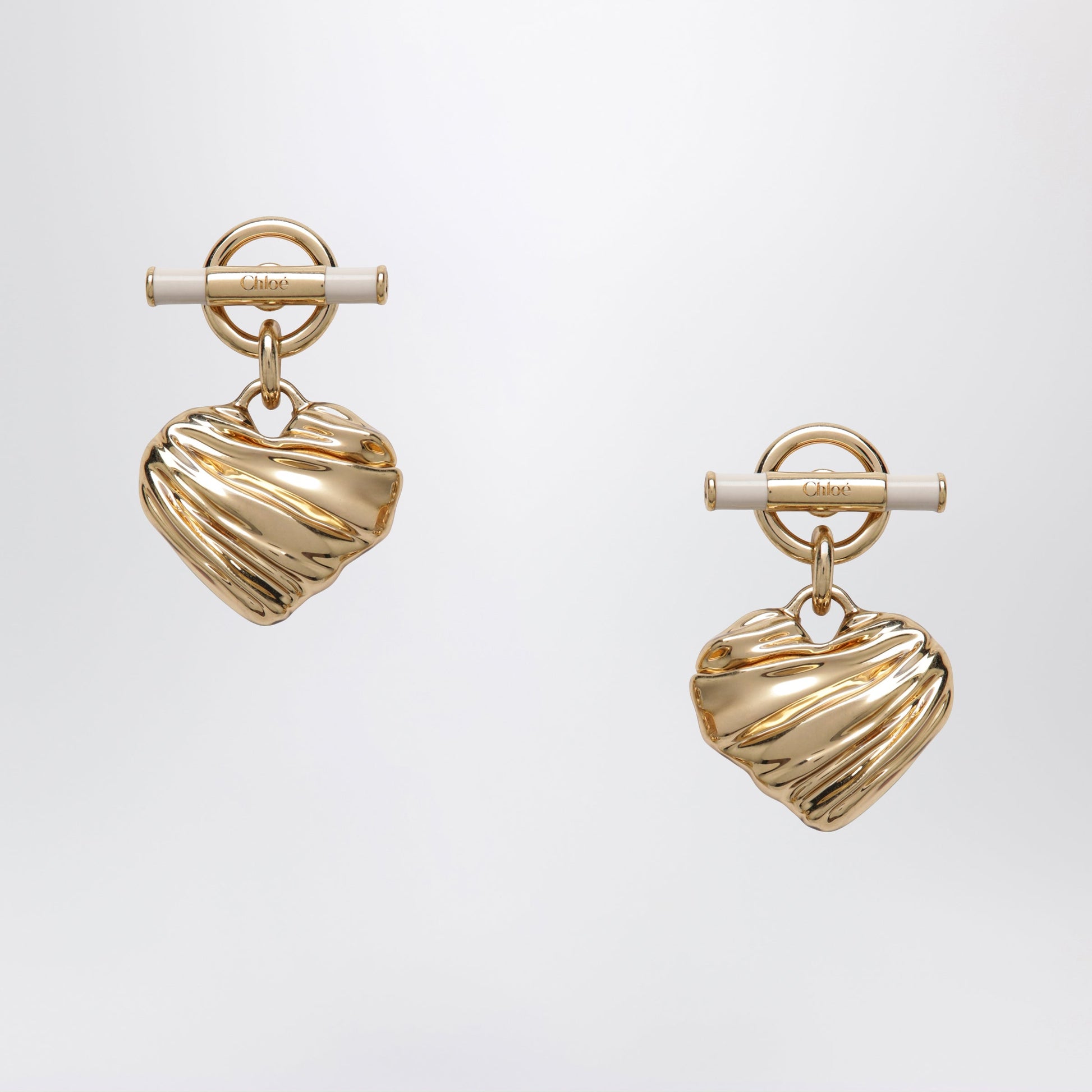 Chloe Gold/Ivory Heart Earrings Women CHLOE